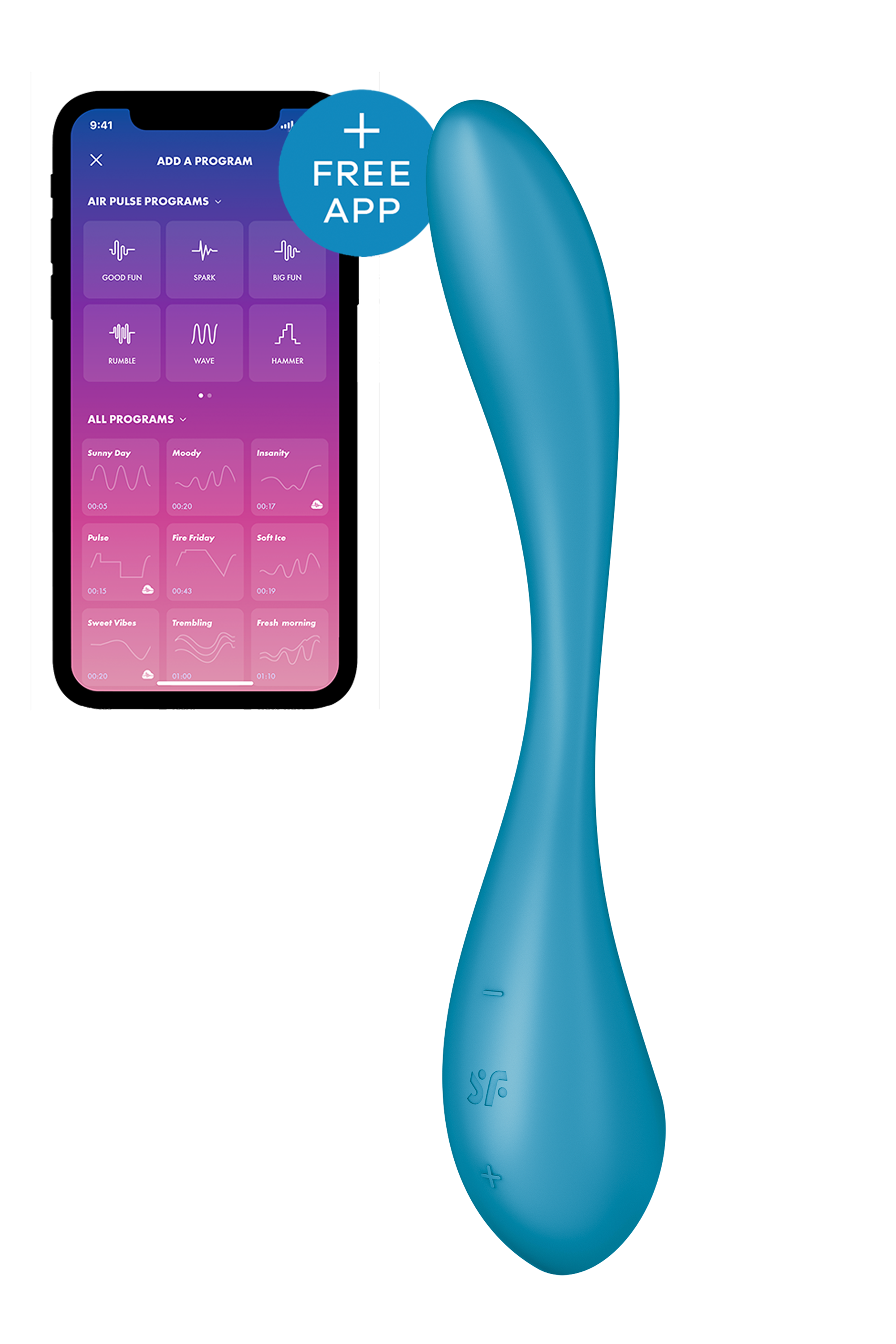 Мультивібратор SATISFYER G-Spot Flex 5+ керування телефоном, блакитний