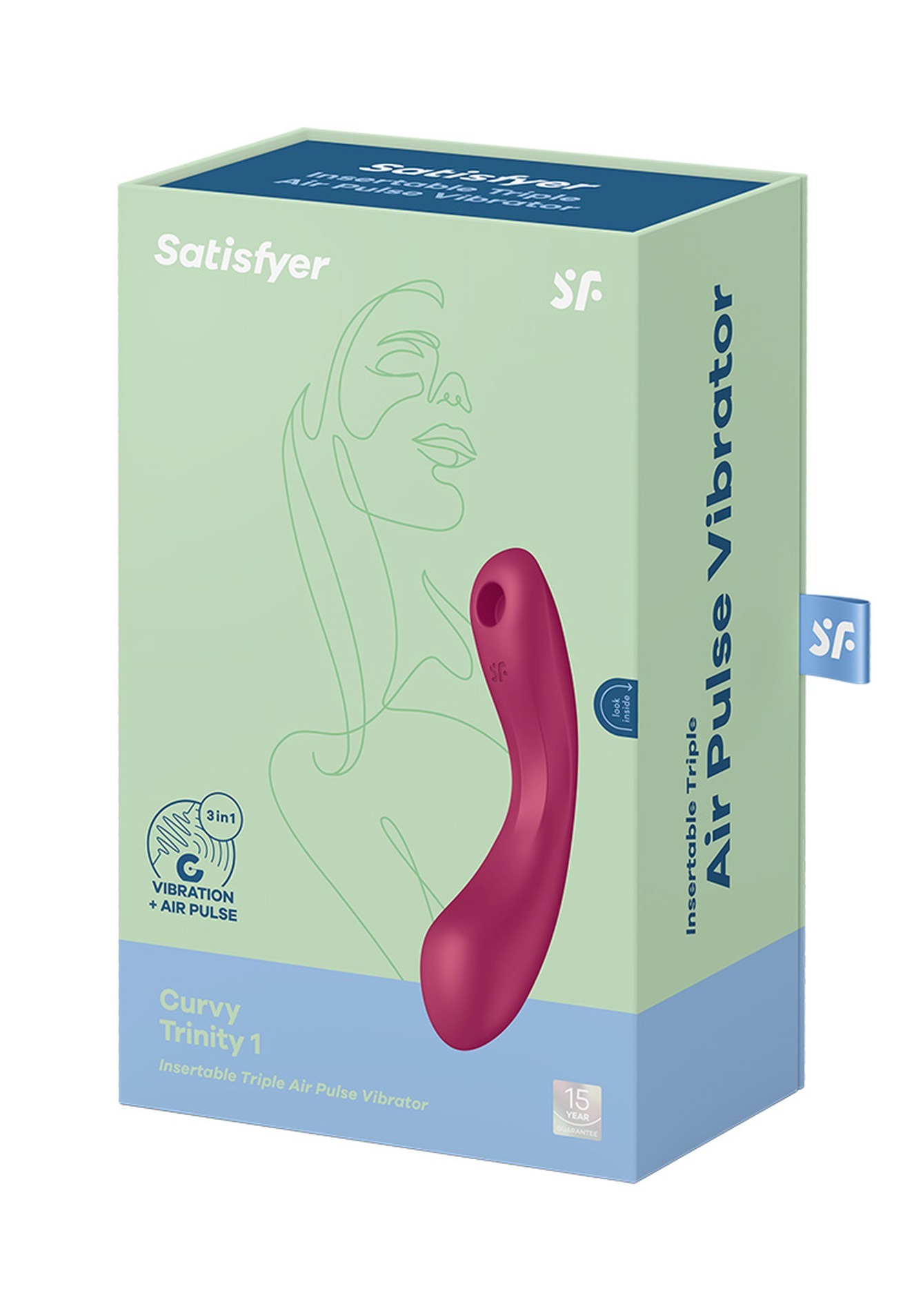 Вакуумний вібратор із потрійною стимуляцією Satisfyer Curvy Trinity 1, бордовий