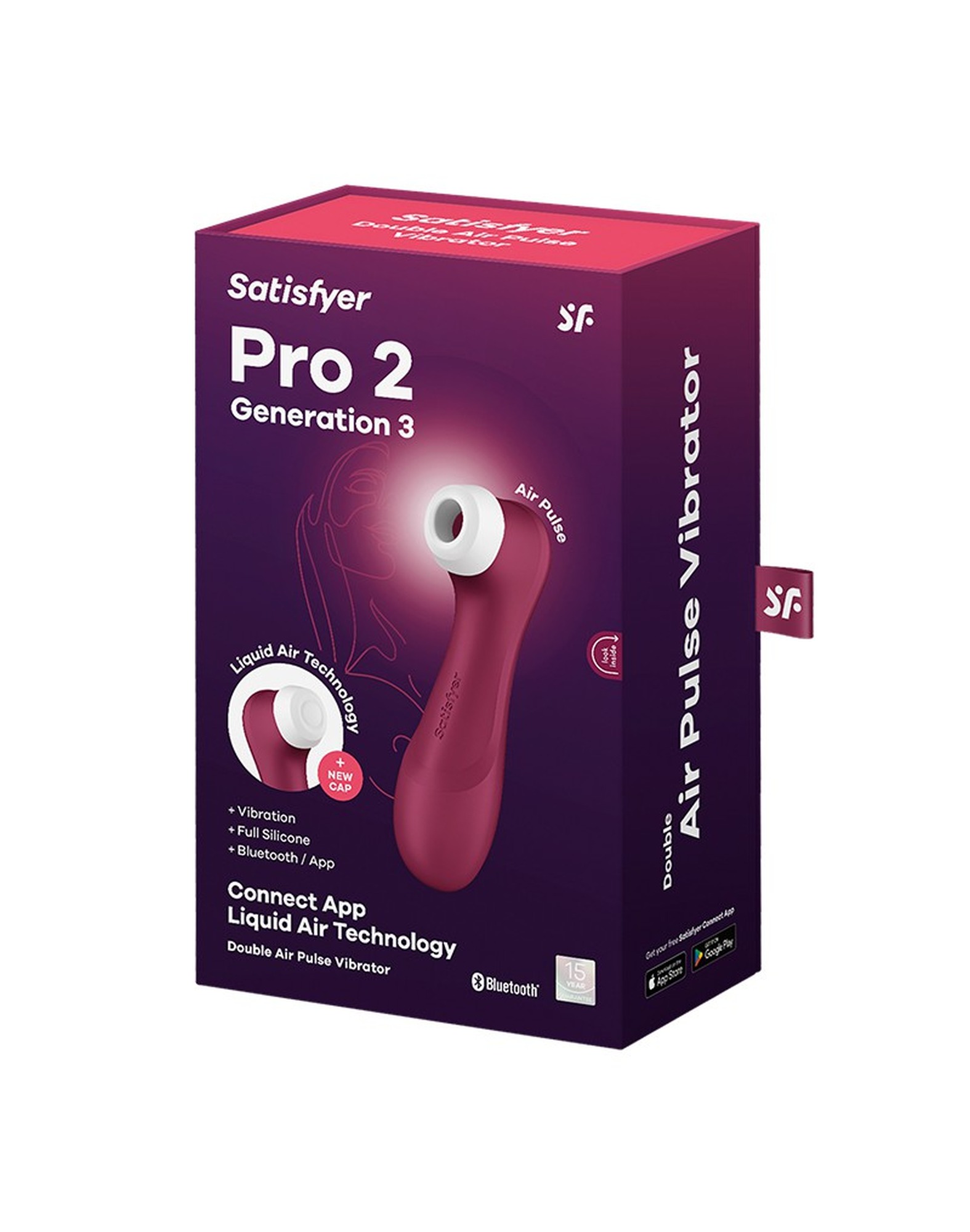 Вакуумний смарт стимулятор Satisfyer Pro 2 Generation 3 Liquid Air Technology, бордовий