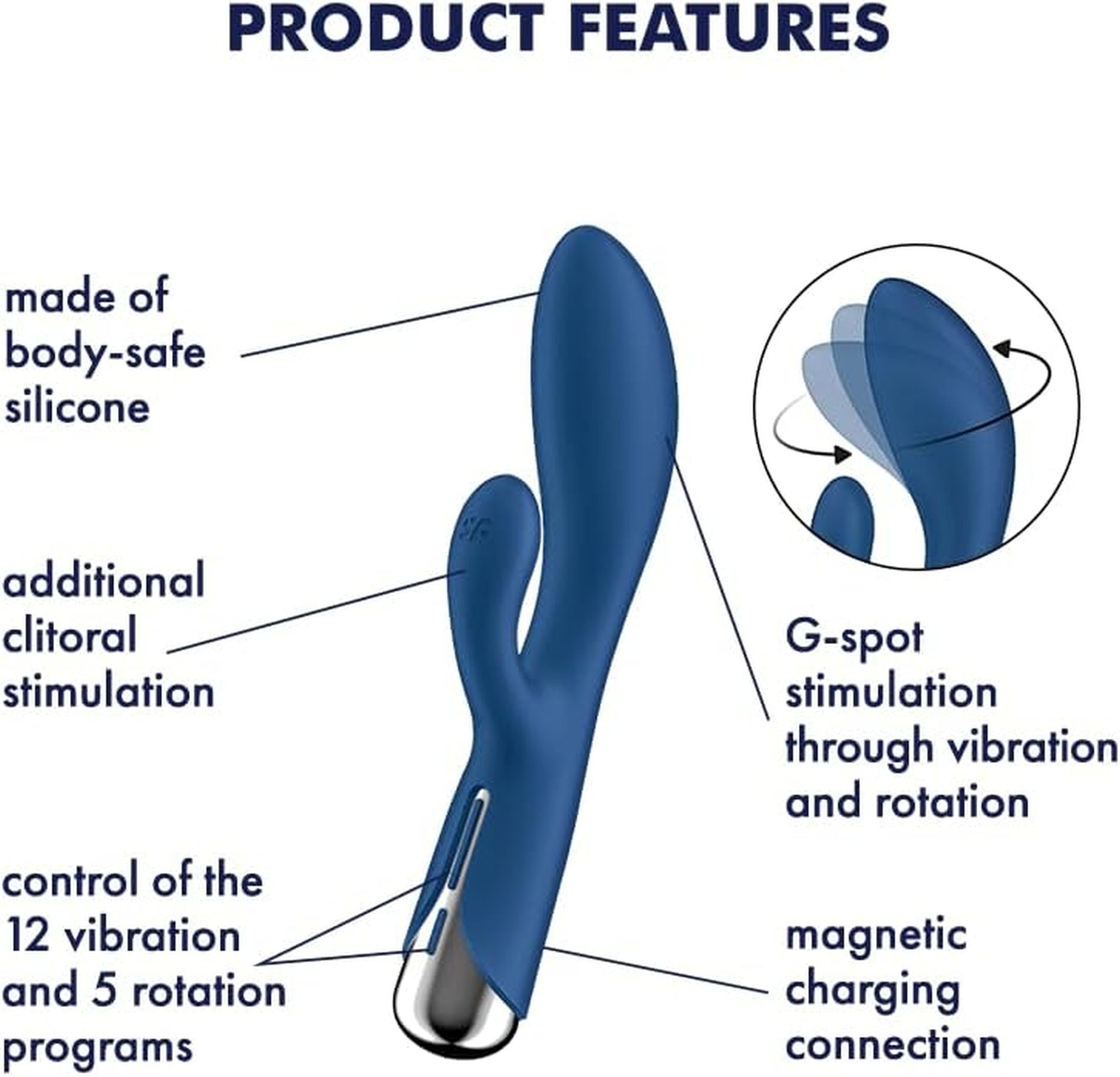 Вібратор кролик із ротацією Satisfyer Spinning Rabbit 1, синій