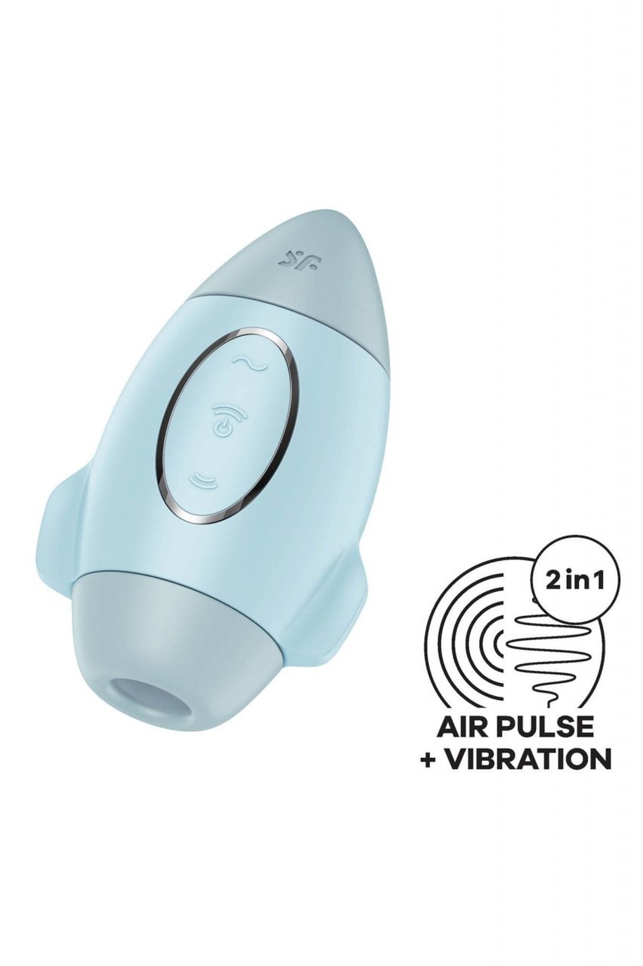 Вакуумный вибратор двойного действия в виде Ракеты Satisfyer Mission Control, голубой