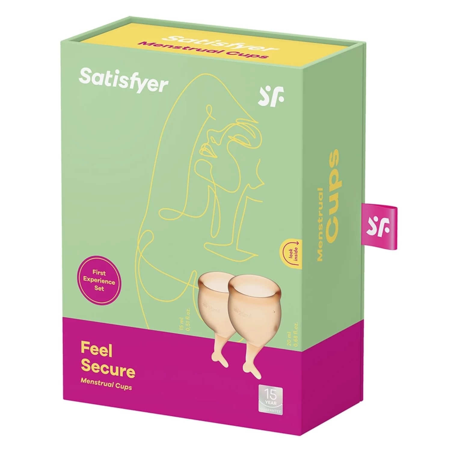 Набор менструальных чаш Satisfyer Feel Secure из медицинского силикона, оранжевые, 15 мл и 20 мл