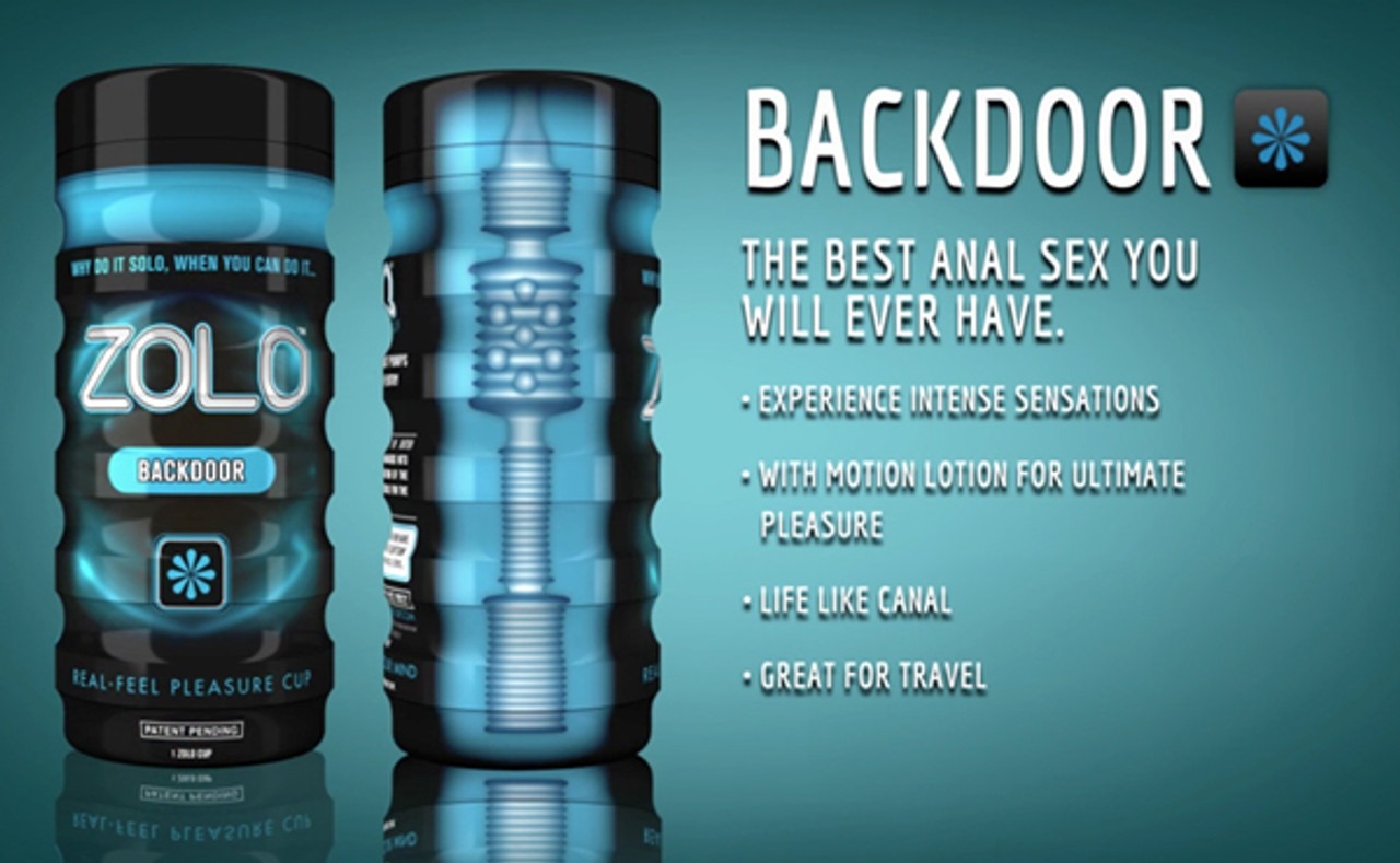 Мастурбатор у колбі з ребристою структурою Zolo Back Door Cup, блакитний