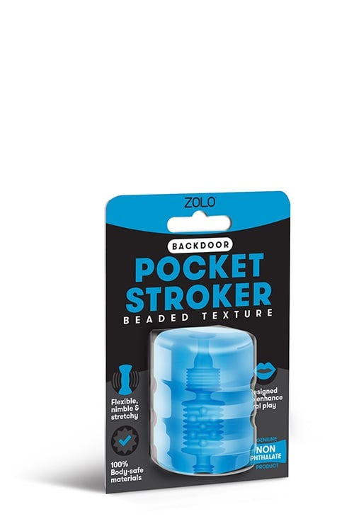 Мастурбатор 2 в 1 рельєфний Zolo Backdoor Pocket Stroke для орального сексу, блакитний