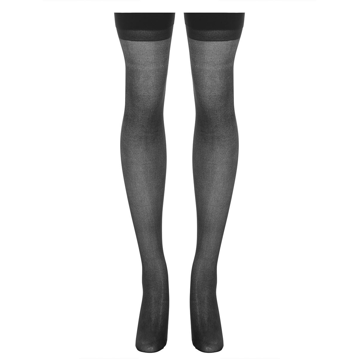 Панчохи Rene Rofe Lingerie з широкою стрічкою зверху та швом ззаду, чорний