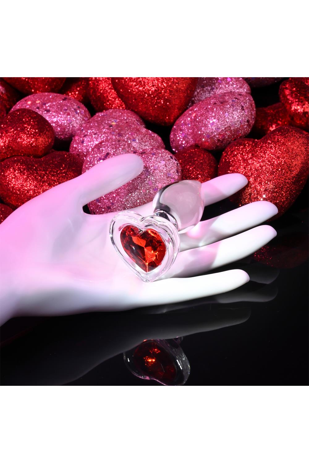 Скляний анальний затор ADAM ET EVE RED HEART GEM GLASS PLUG SMALL