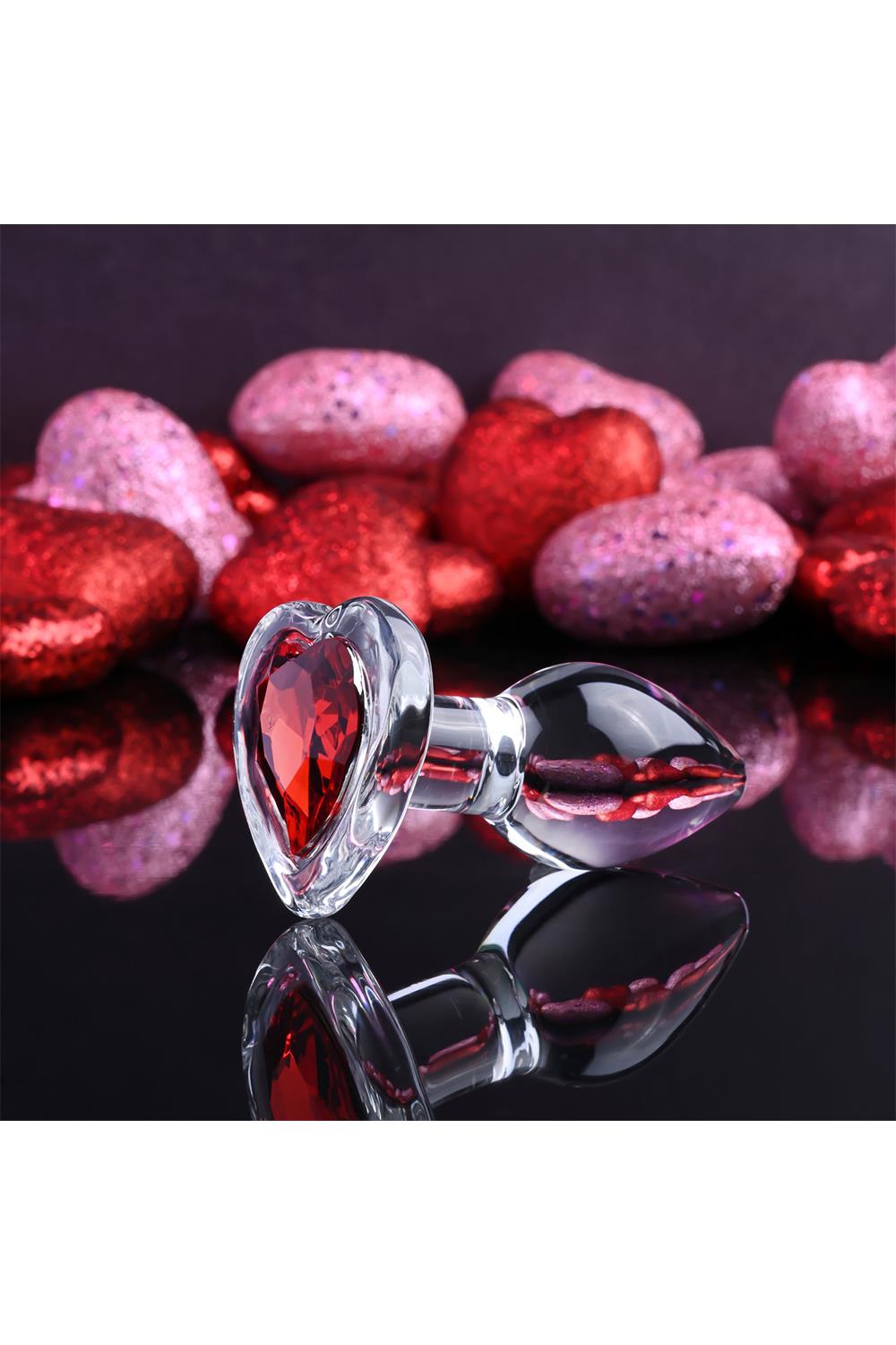 Скляний анальний затор ADAM ET EVE RED HEART GEM GLASS PLUG SMALL
