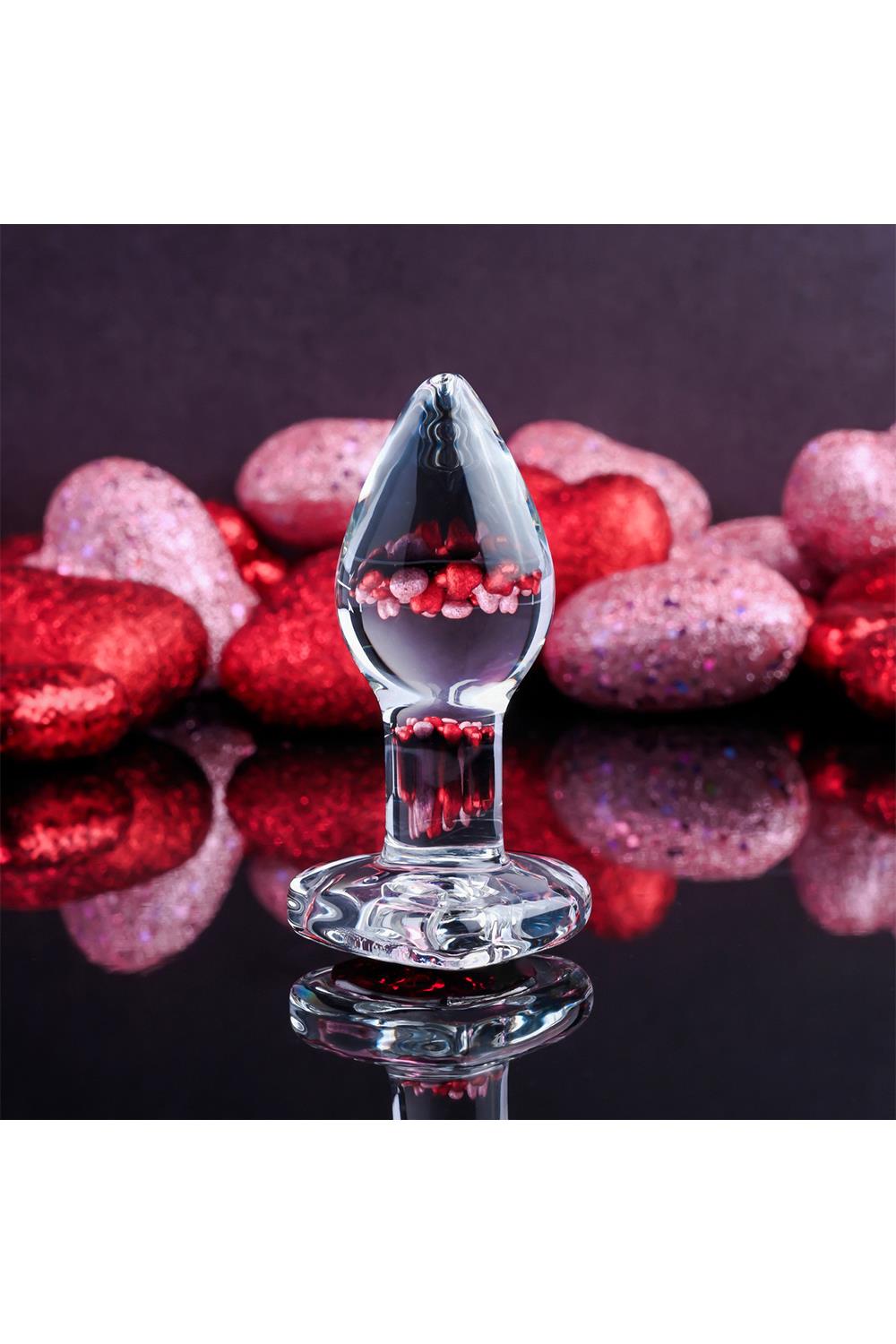 Скляний анальний затор ADAM ET EVE RED HEART GEM GLASS PLUG SMALL