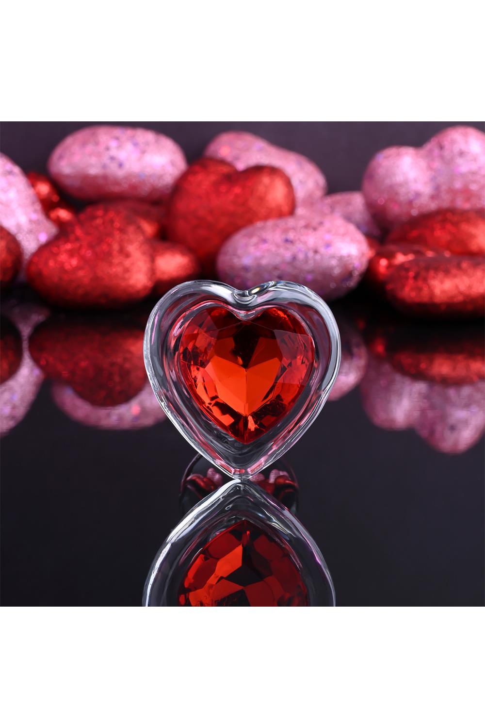Скляний анальний затор ADAM ET EVE RED HEART GEM GLASS PLUG SMALL