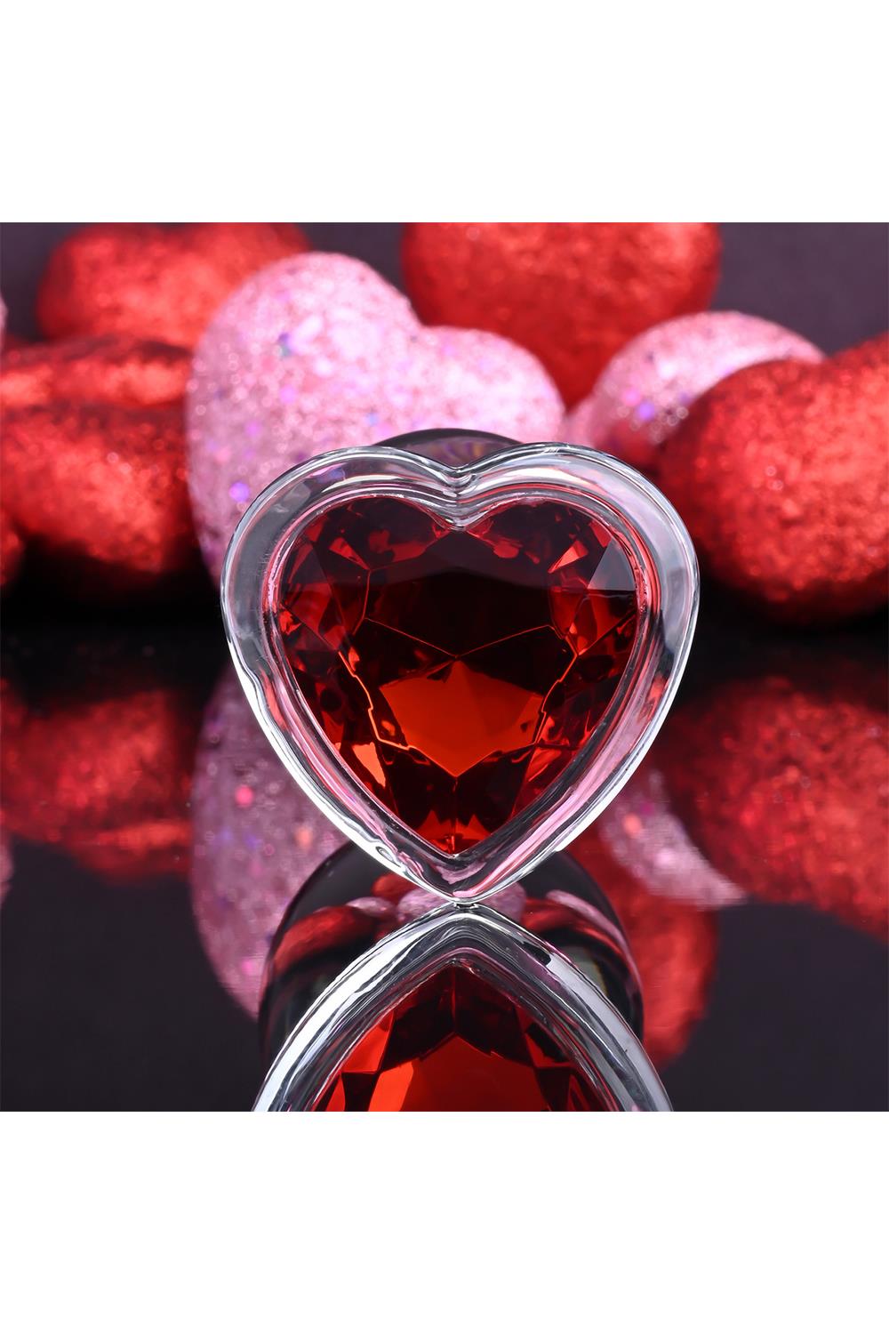 Скляна анальна пробка ADAM ET EVE RED HEART GEM GLASS PLUG LARGE