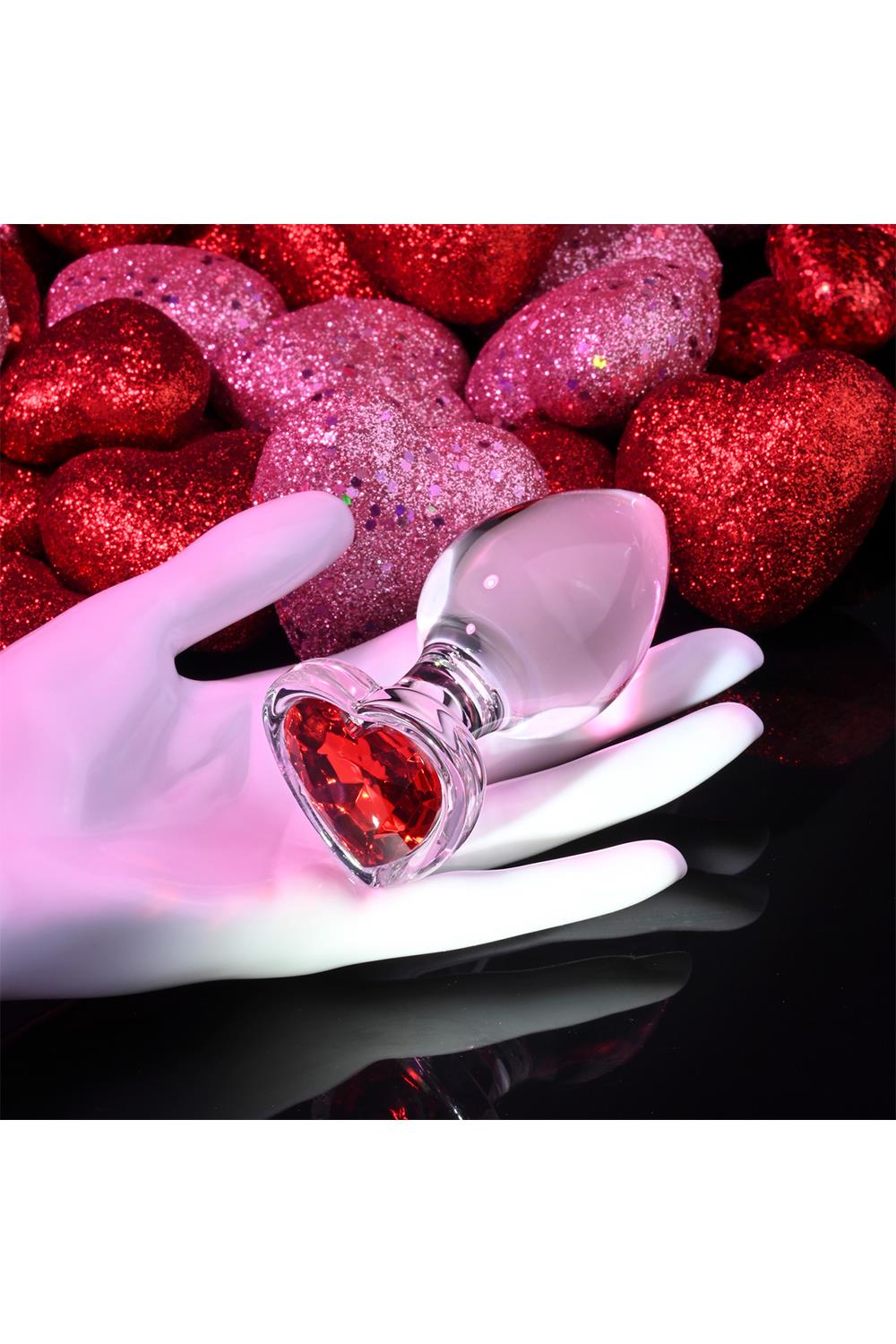 Скляна анальна пробка ADAM ET EVE RED HEART GEM GLASS PLUG LARGE