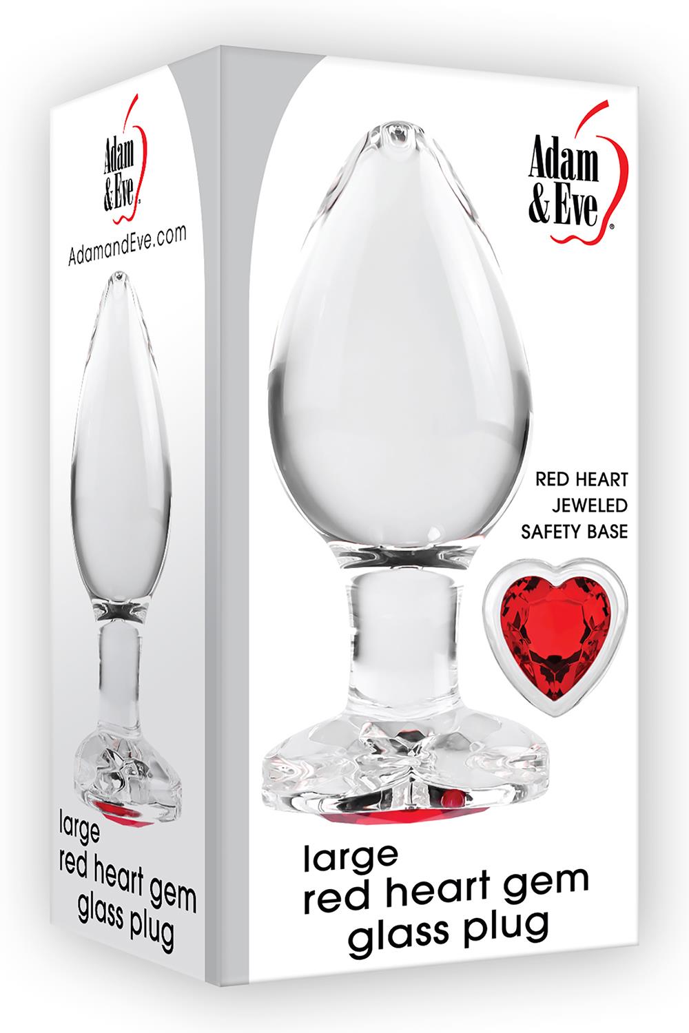 Скляна анальна пробка ADAM ET EVE RED HEART GEM GLASS PLUG LARGE