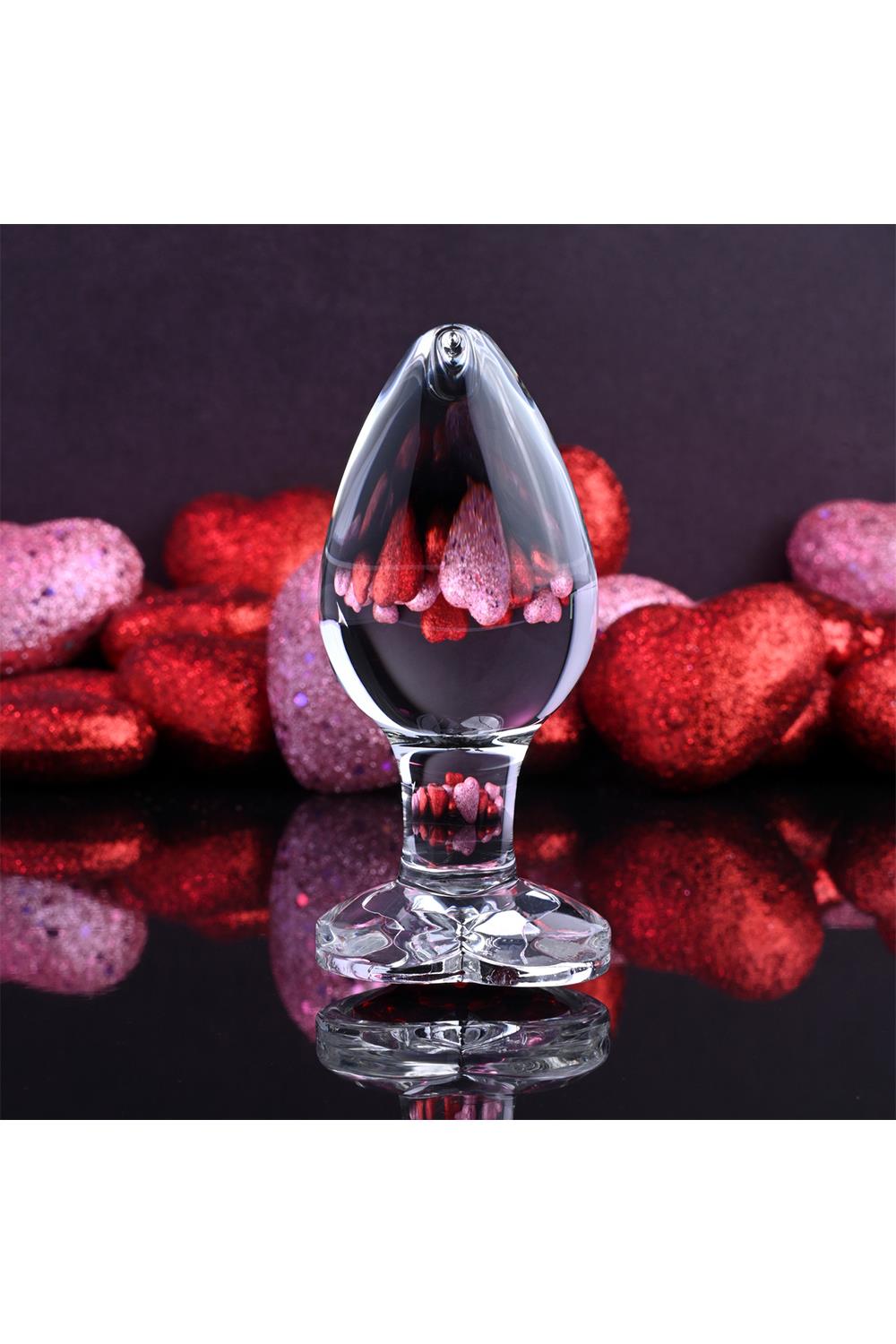 Скляна анальна пробка ADAM ET EVE RED HEART GEM GLASS PLUG LARGE