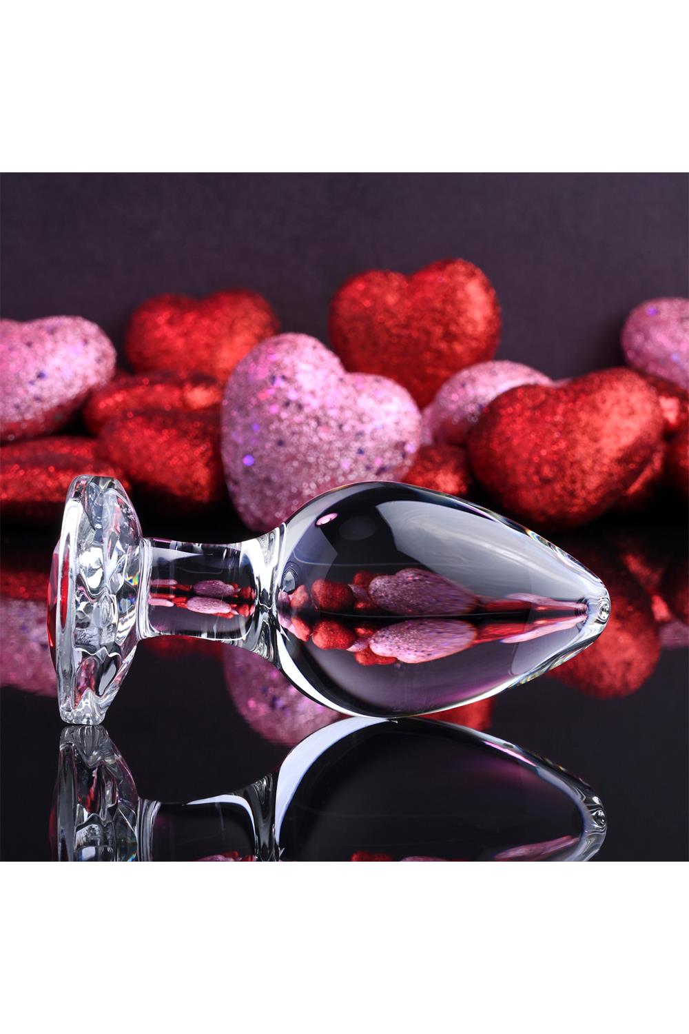 Скляна анальна пробка ADAM ET EVE RED HEART GEM GLASS PLUG LARGE