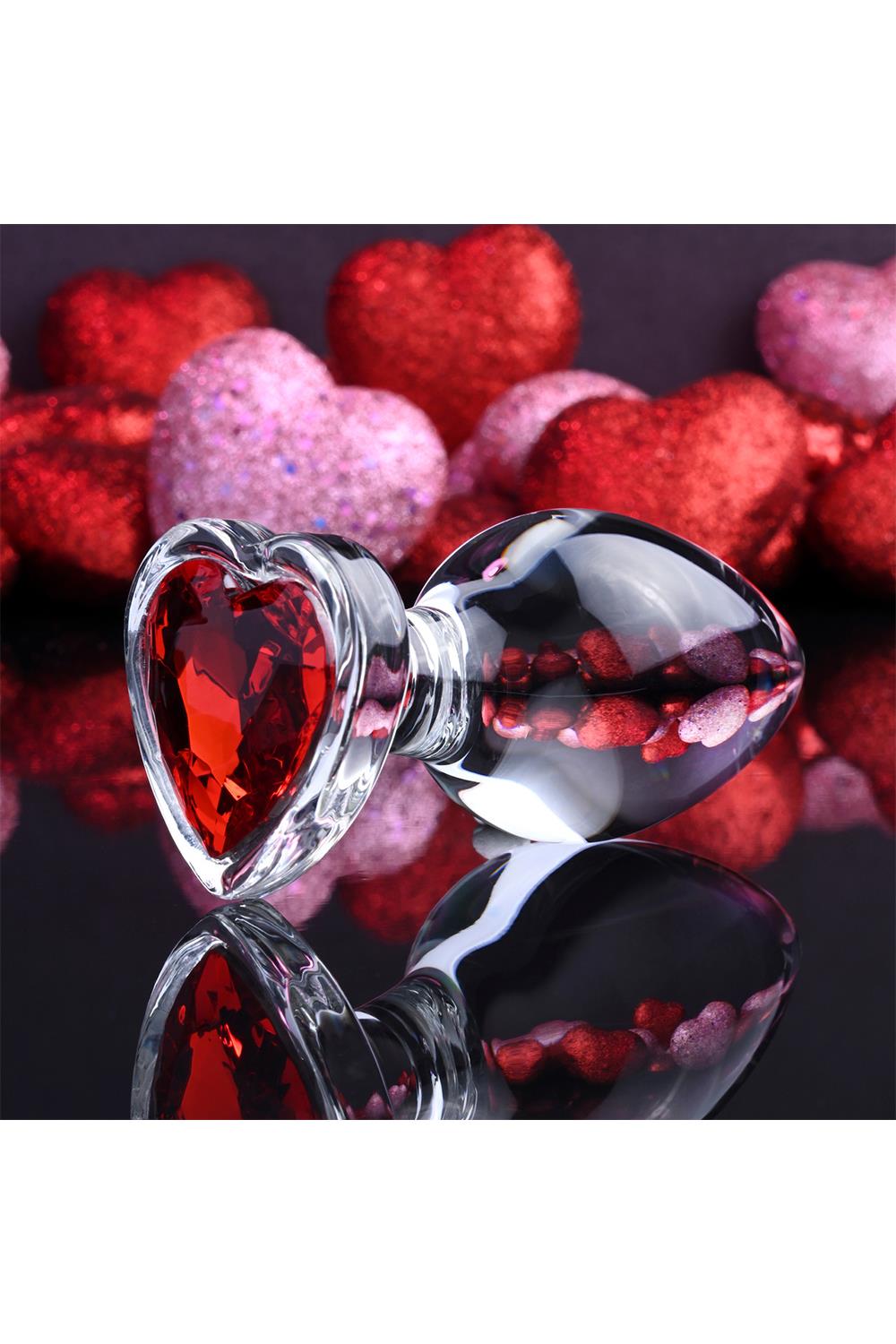 Скляна анальна пробка ADAM ET EVE RED HEART GEM GLASS PLUG LARGE
