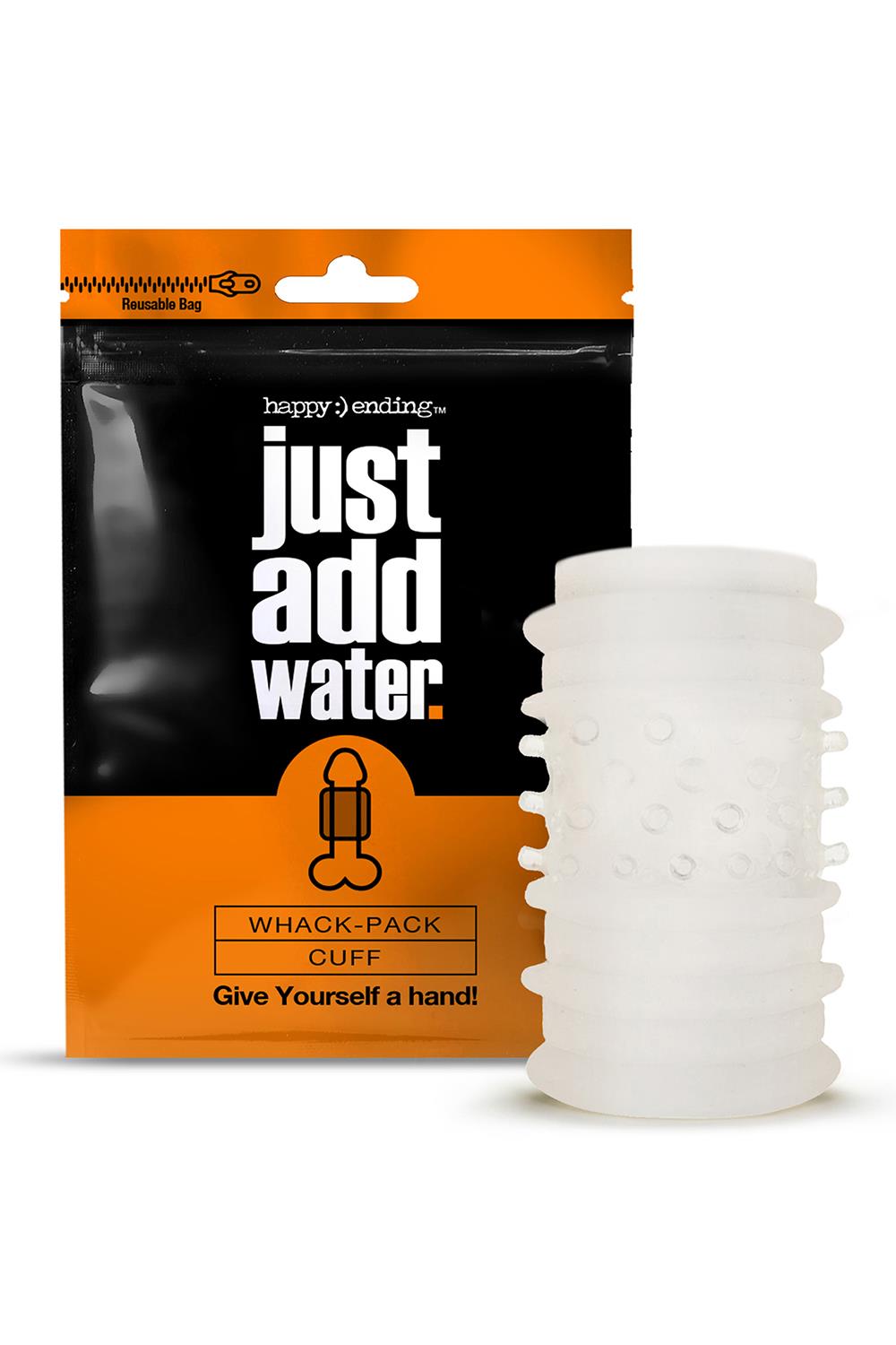 Мастурбатор рельєфний, що самозмащується Global Novelties Just Add Water Whack Pack Cuff, білий