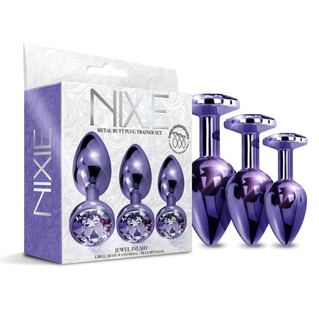 Набір анальних пробок Global Novelties NIXIE METAL BUTT PLUG TRAINER SET, PURPLE METALLIC