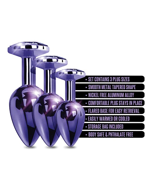Набір анальних пробок Global Novelties NIXIE METAL BUTT PLUG TRAINER SET, PURPLE METALLIC