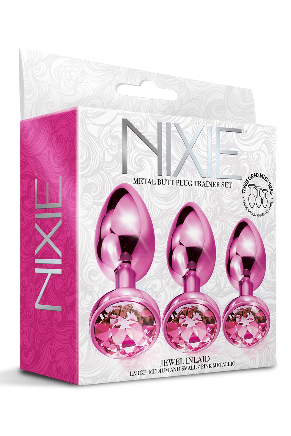 Набір анальних пробок Global Novelties NIXIE METAL BUTT PLUG TRAINER SET, PINK METALLIC