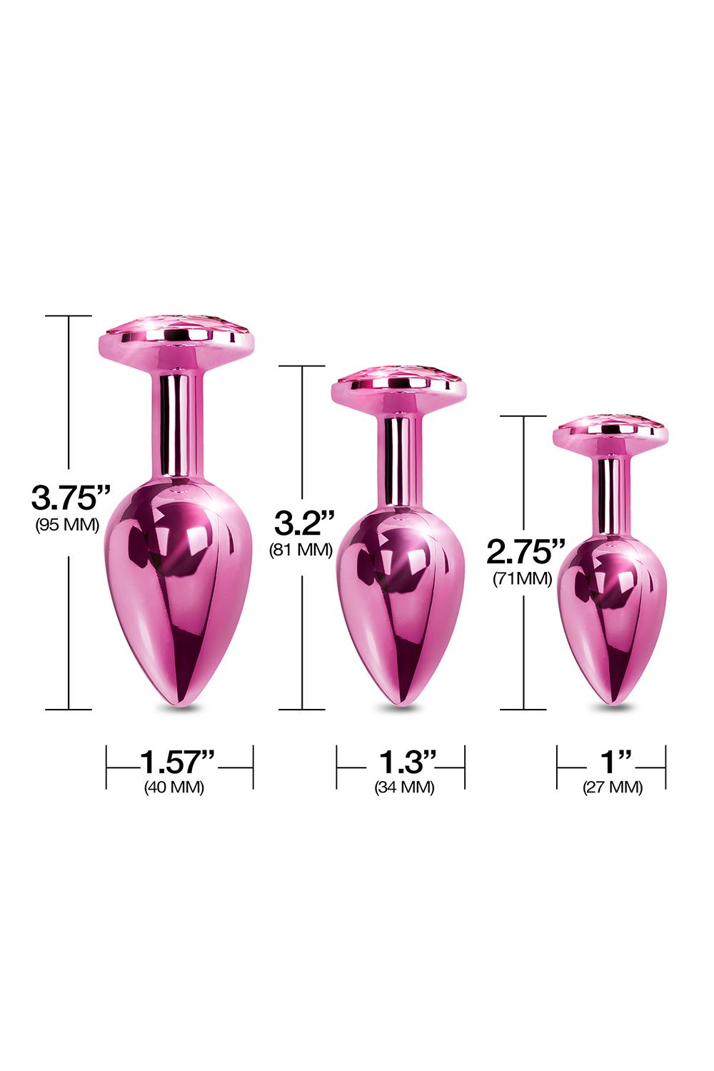 Набір анальних пробок Global Novelties NIXIE METAL BUTT PLUG TRAINER SET, PINK METALLIC
