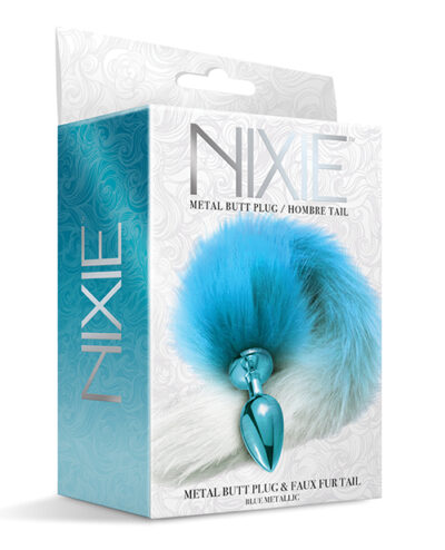 Анальна пробка з хвостом Global Novelties NIXIE METAL BUTT PLUG WITH OMBRE TAIL