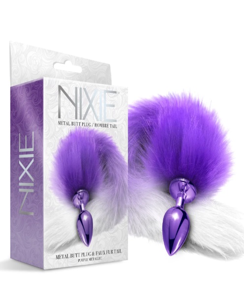 Анальна пробка з хвостом Global Novelties Nixie, фіолетовий