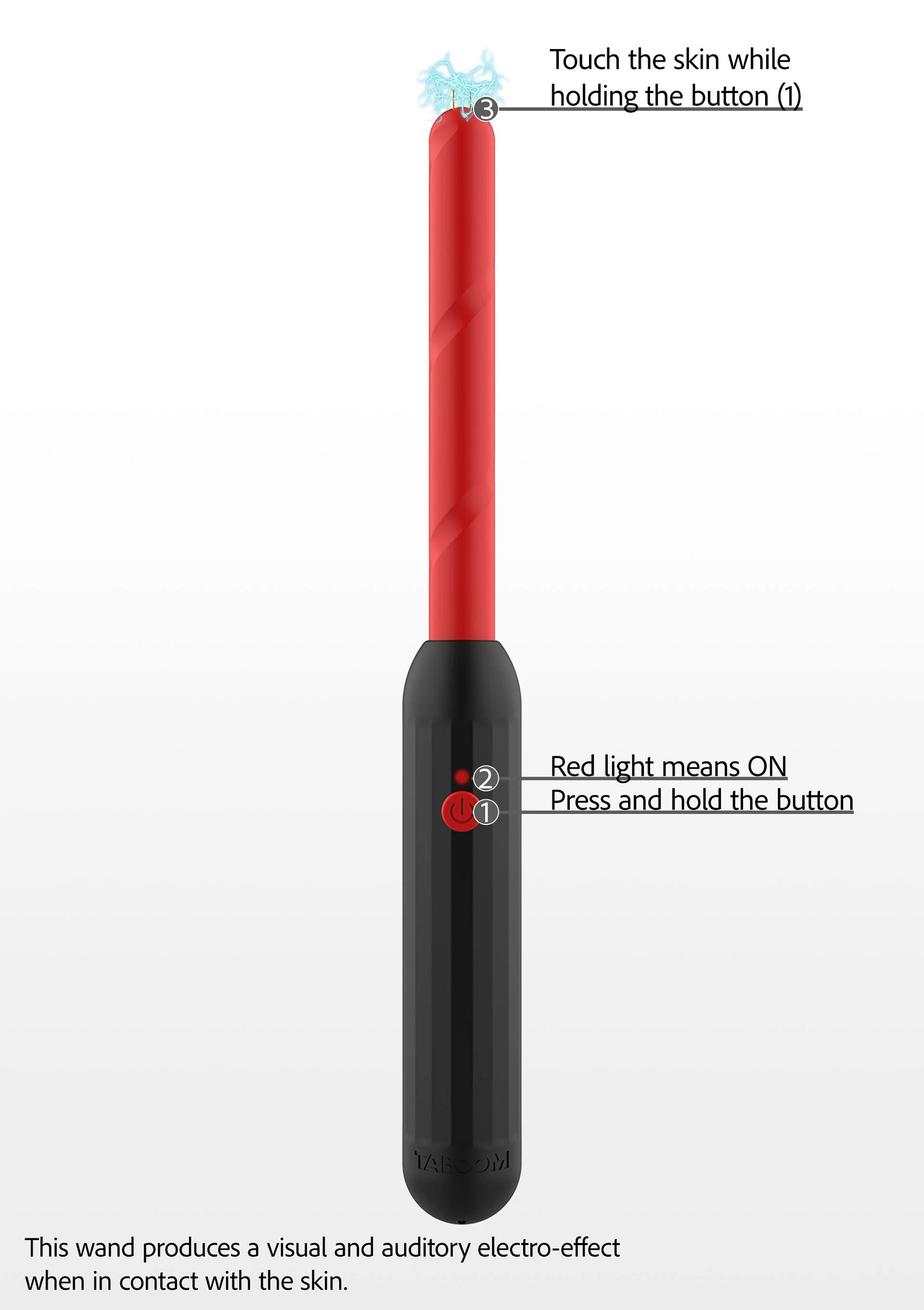 Електростимулятор Стік Taboom Prick Stick Electro Shock Wand червоно-чорний, 34 см