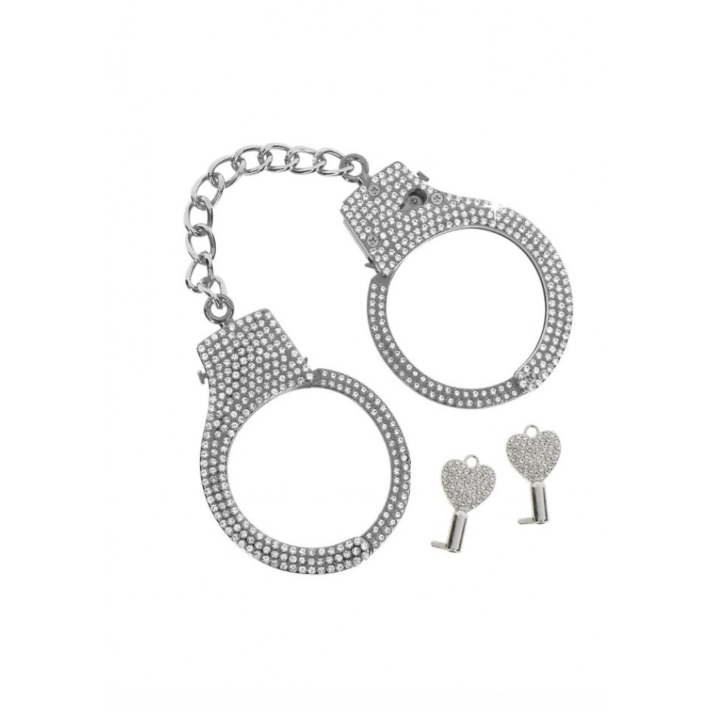 Наручники з камінням Taboom Luxury Bondage Essentials металеві, сріблясті