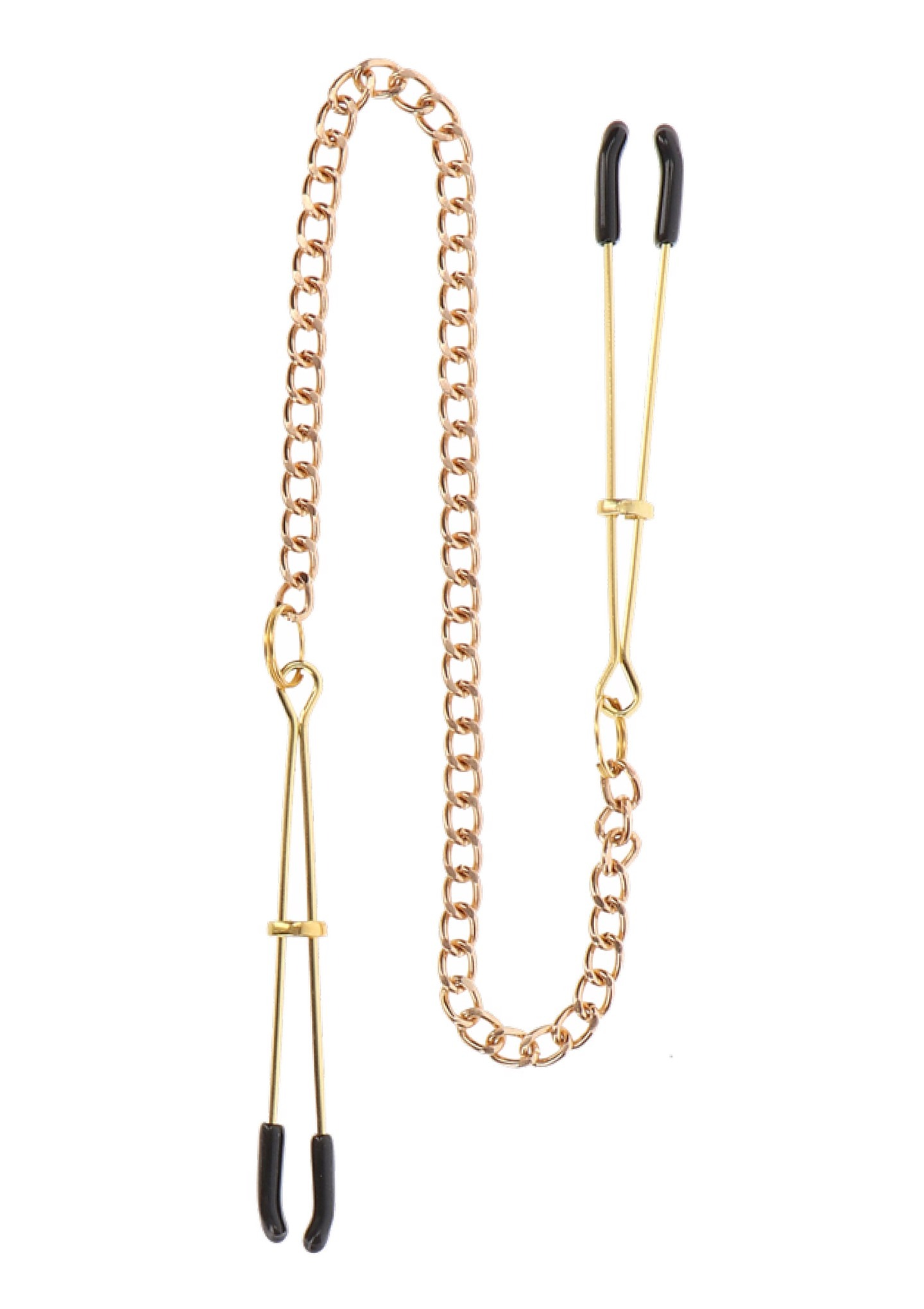 Затискачі на соски з ланцюжком Taboom Nipple Play Tweezers With Chain, золотисті