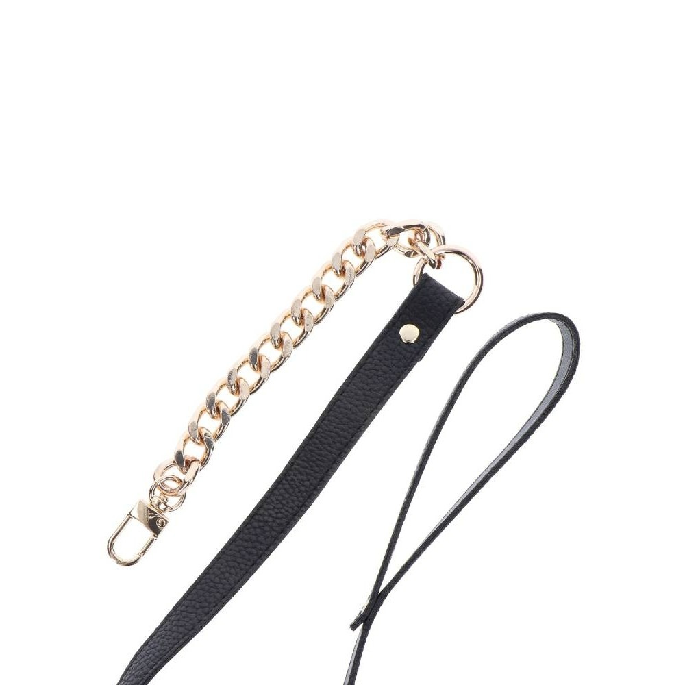 Повідець ланцюг із петлею зі штучної шкіри Statement Leash золотистий, 75 см