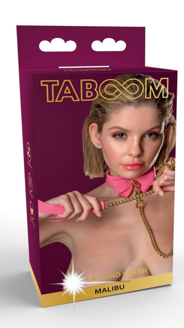 Ошейник с поводком Taboom Malibu Collar and Leash из веганской кожи, розовый