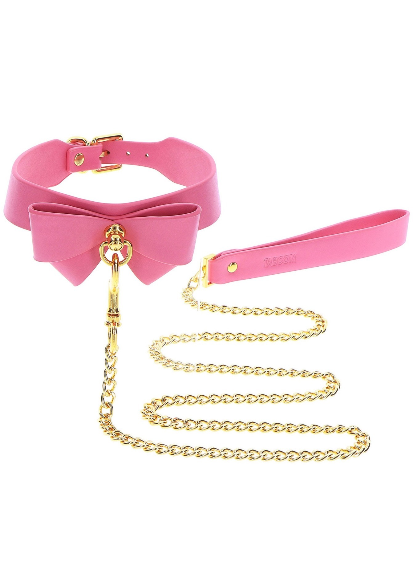Ошейник с поводком Taboom Malibu Collar and Leash из веганской кожи, розовый