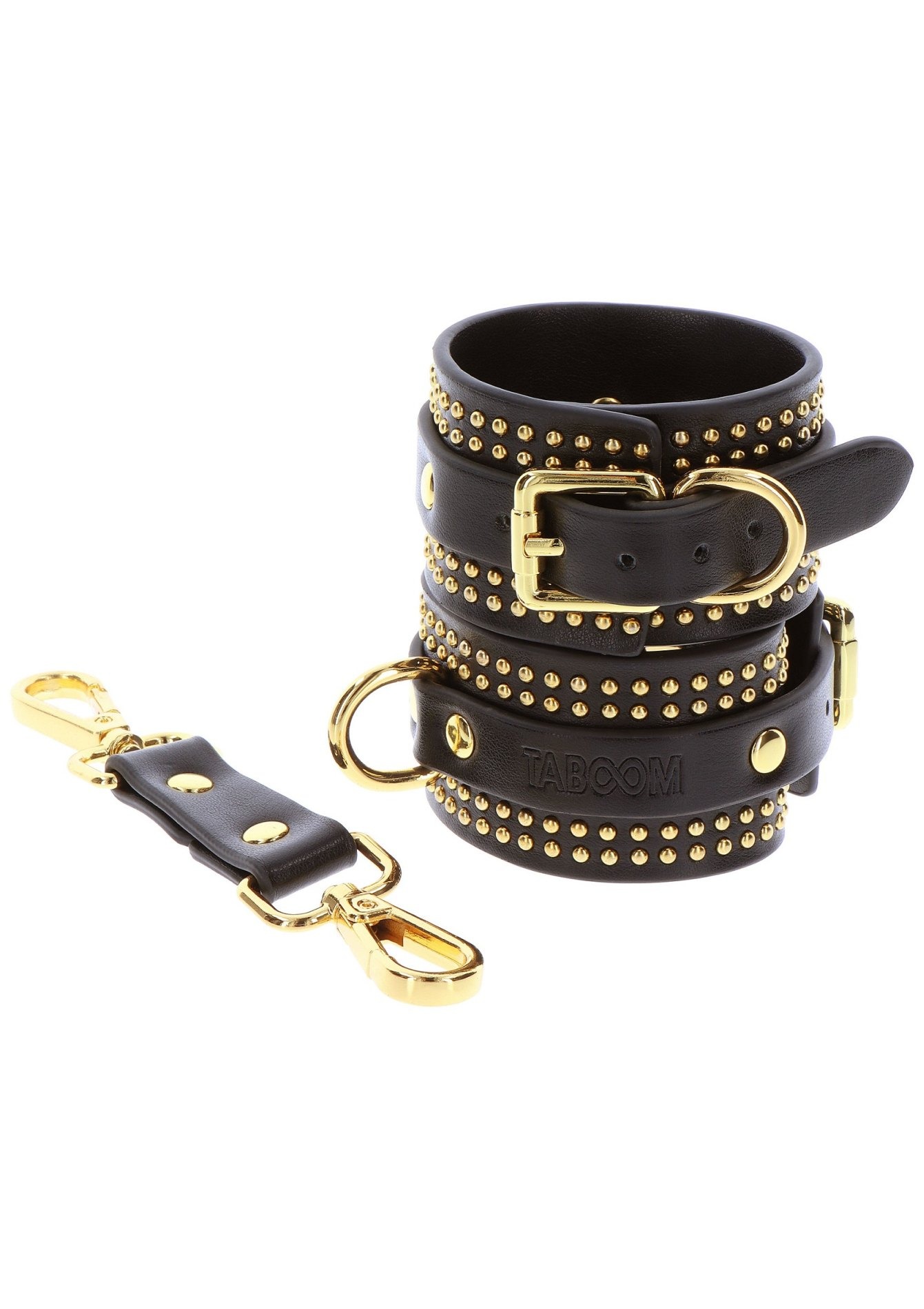 Наручники Taboom Vogue Studded Wrist Cuffs Set із веганської шкіри, чорні