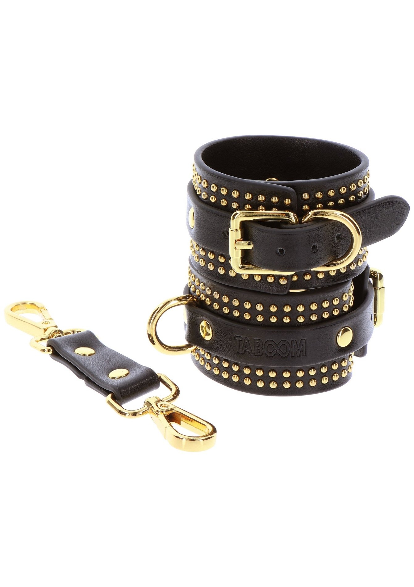 Поножи Taboom Vogue Studded Ankle Cuffs Set из веганской кожи, черные с золотистой фурнитурой