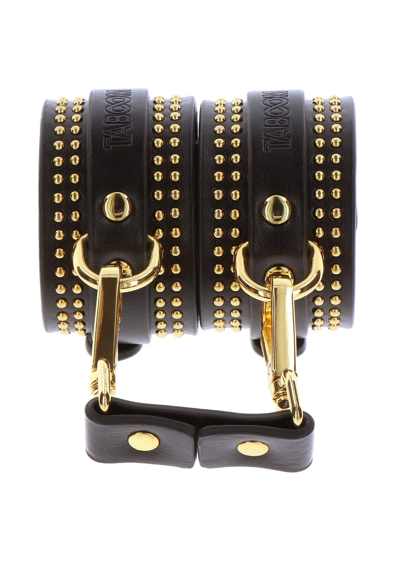 Поножи Taboom Vogue Studded Ankle Cuffs Set из веганской кожи, черные с золотистой фурнитурой