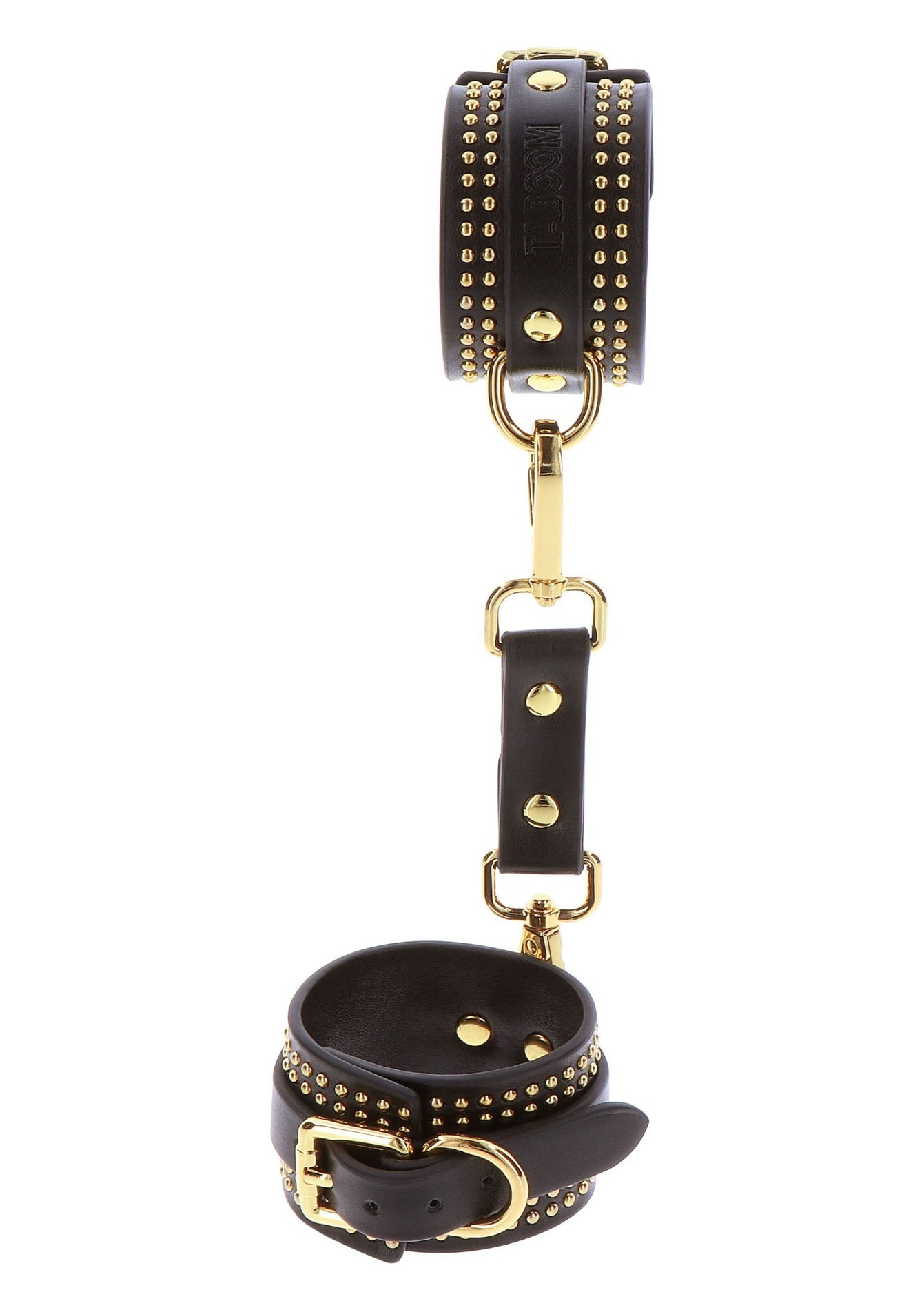 Поножи Taboom Vogue Studded Ankle Cuffs Set из веганской кожи, черные с золотистой фурнитурой