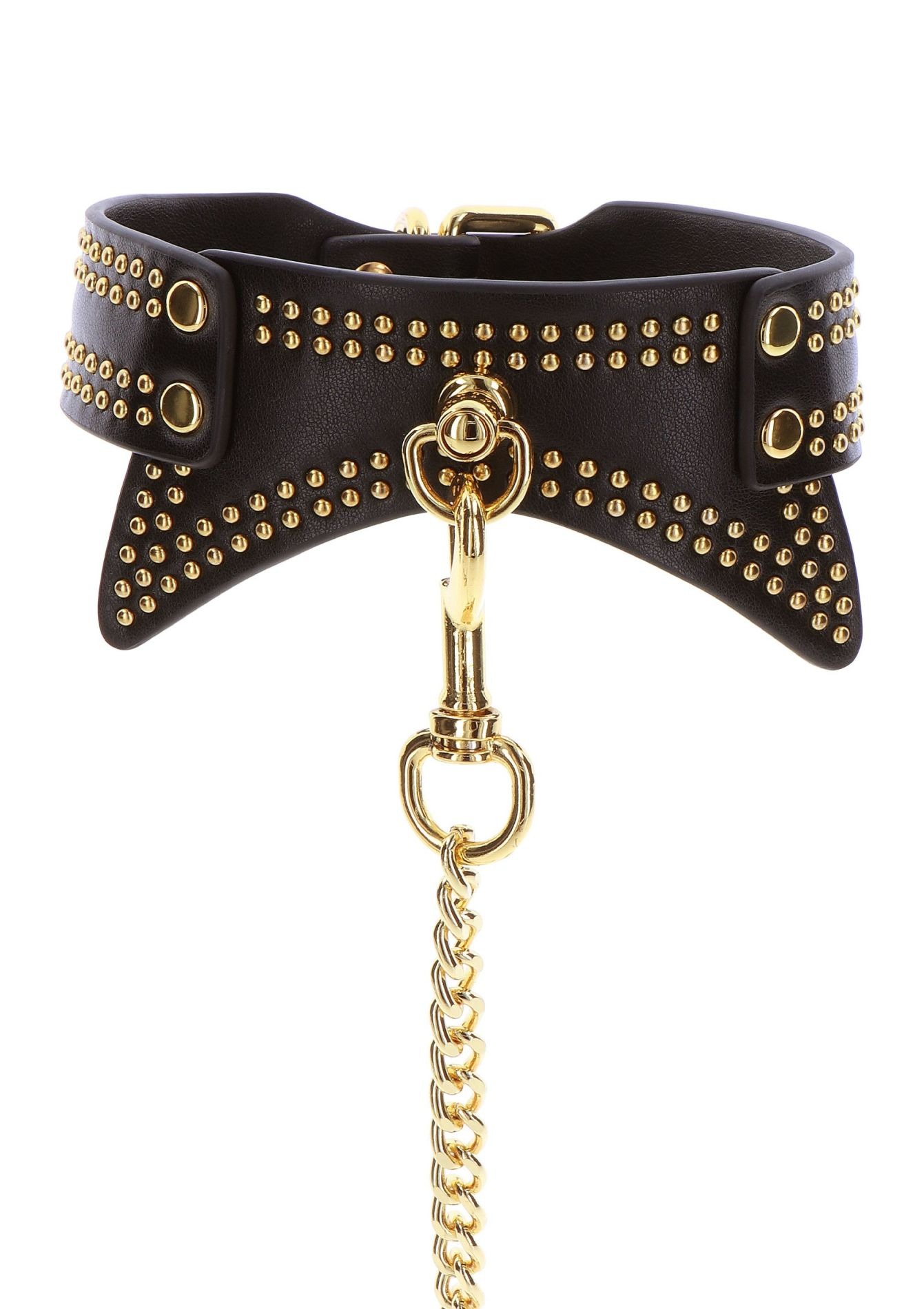 Нашийник із заклепками та повідцем Taboom Vogue Studded Collar and Leash, веганська шкіра, чорний