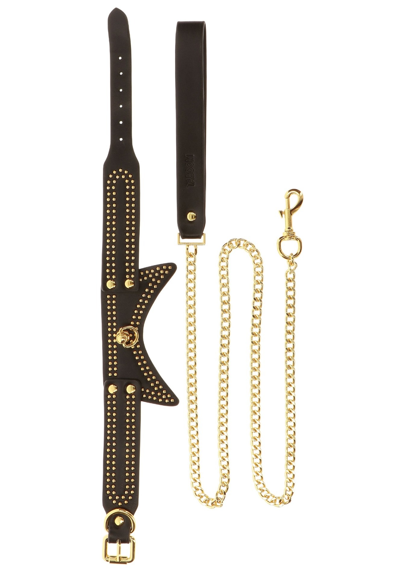 Нашийник із заклепками та повідцем Taboom Vogue Studded Collar and Leash, веганська шкіра, чорний
