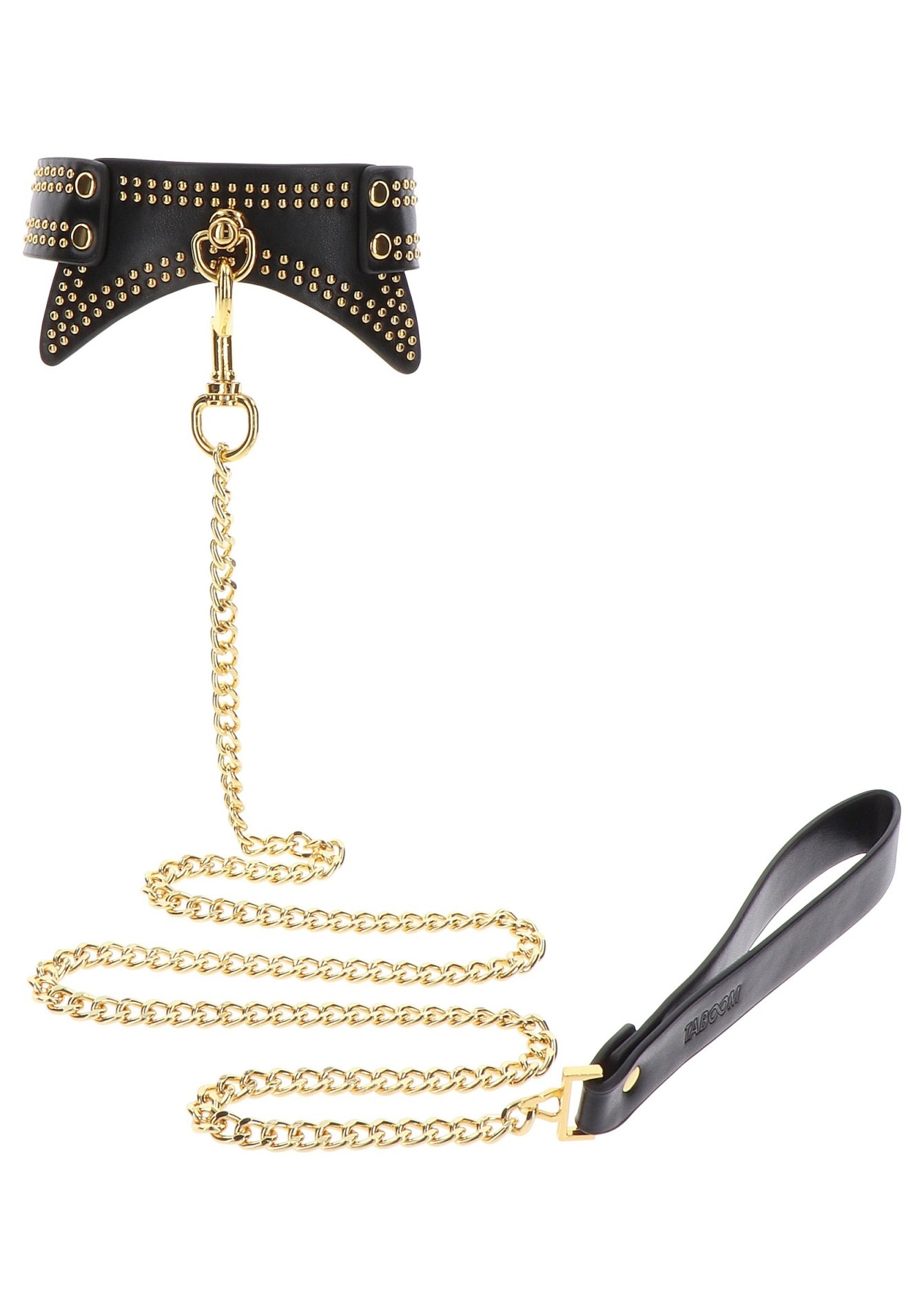 Нашийник із заклепками та повідцем Taboom Vogue Studded Collar and Leash, веганська шкіра, чорний