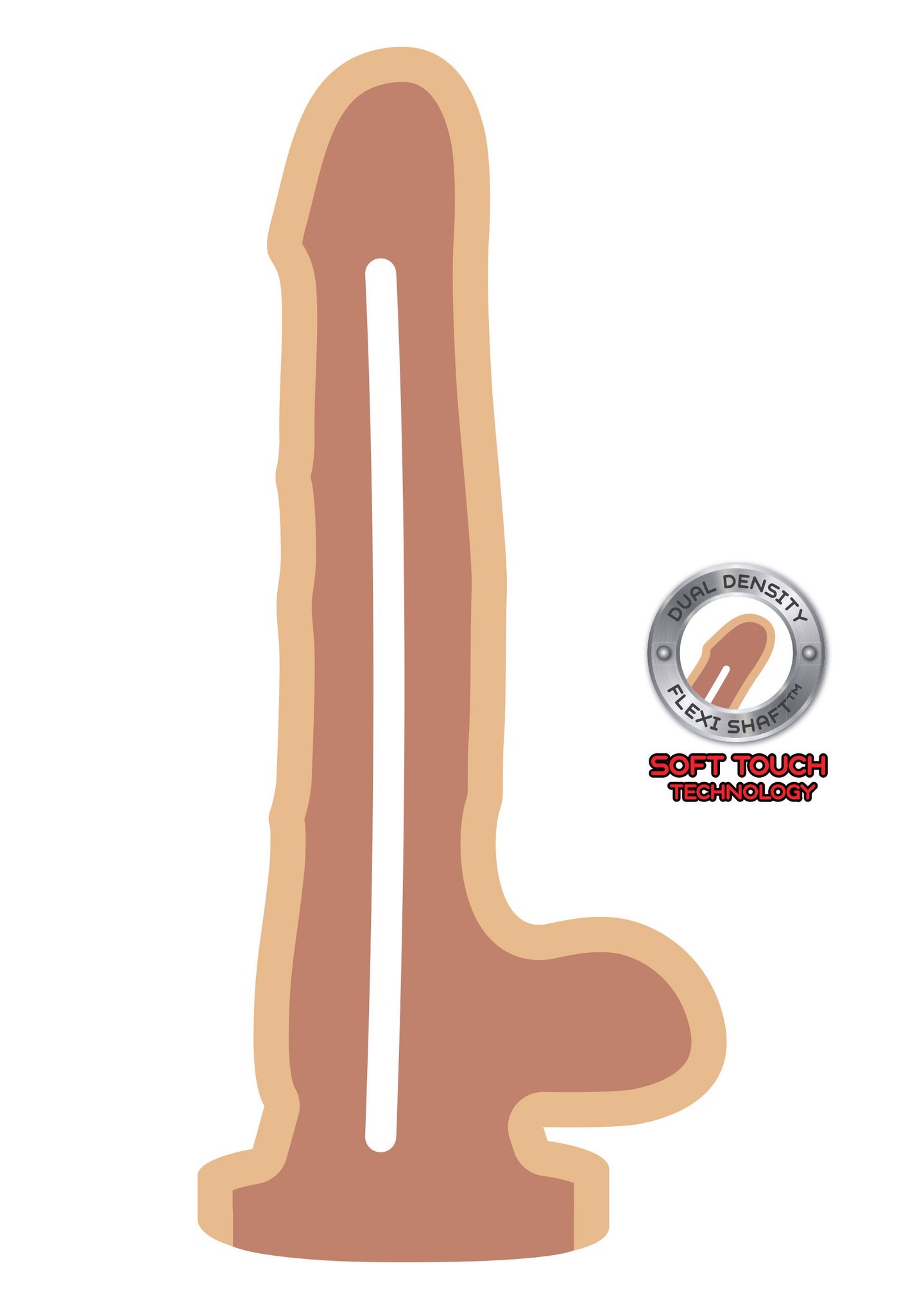 Фалоімітатор з кібершкіри з присоскою Toy Joy Dual Density Dildo, бежевий