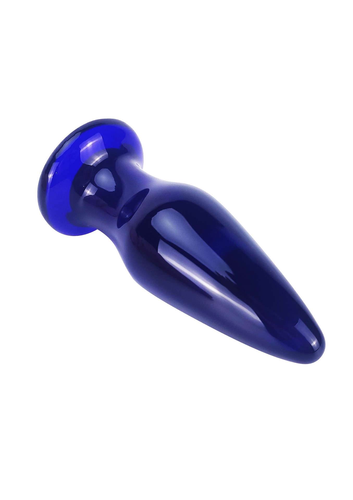 Стеклянная анальная пробка с вибрацией ToyJoy Buttocks конической формы, синяя