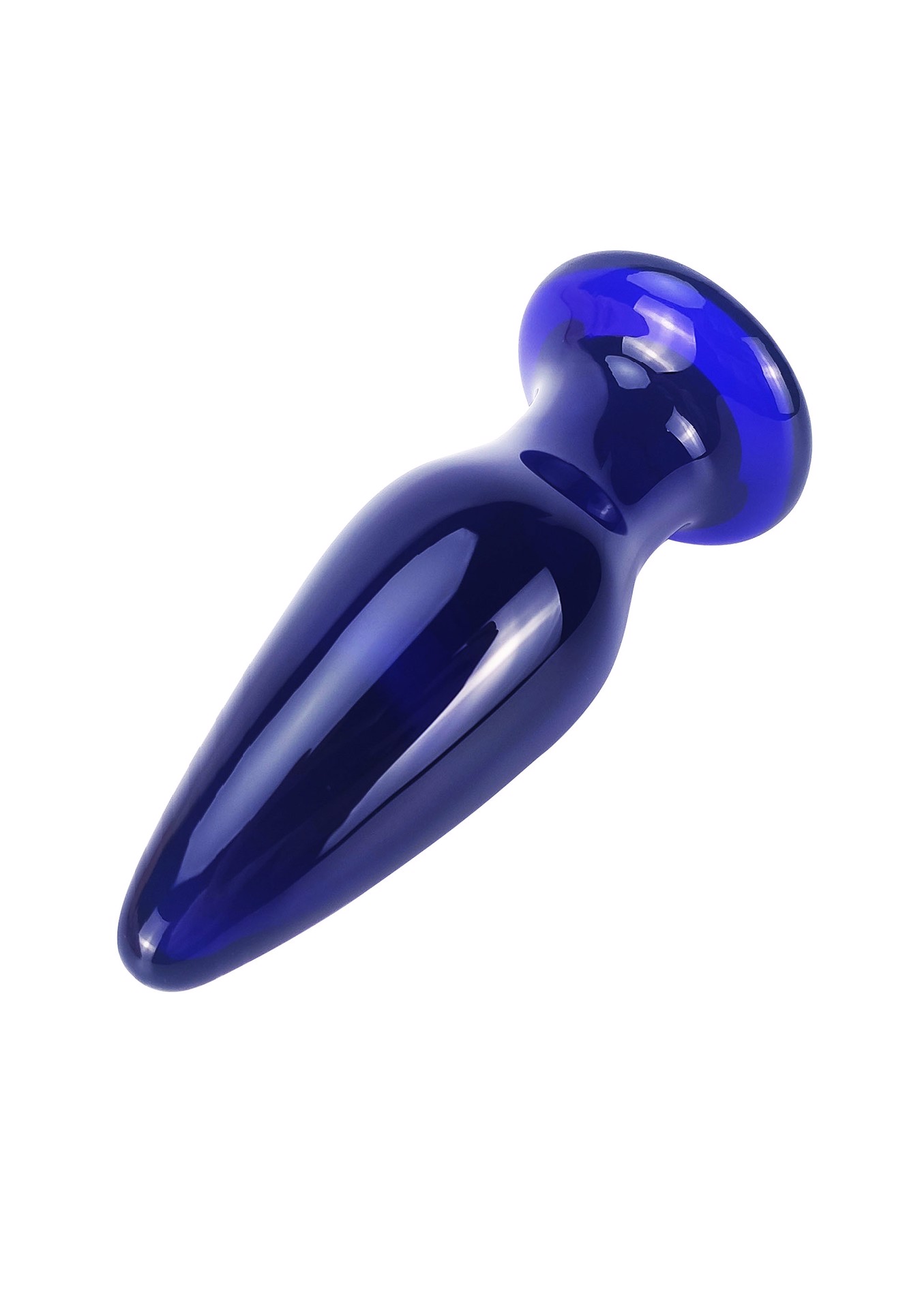 Стеклянная анальная пробка с вибрацией ToyJoy Buttocks конической формы, синяя