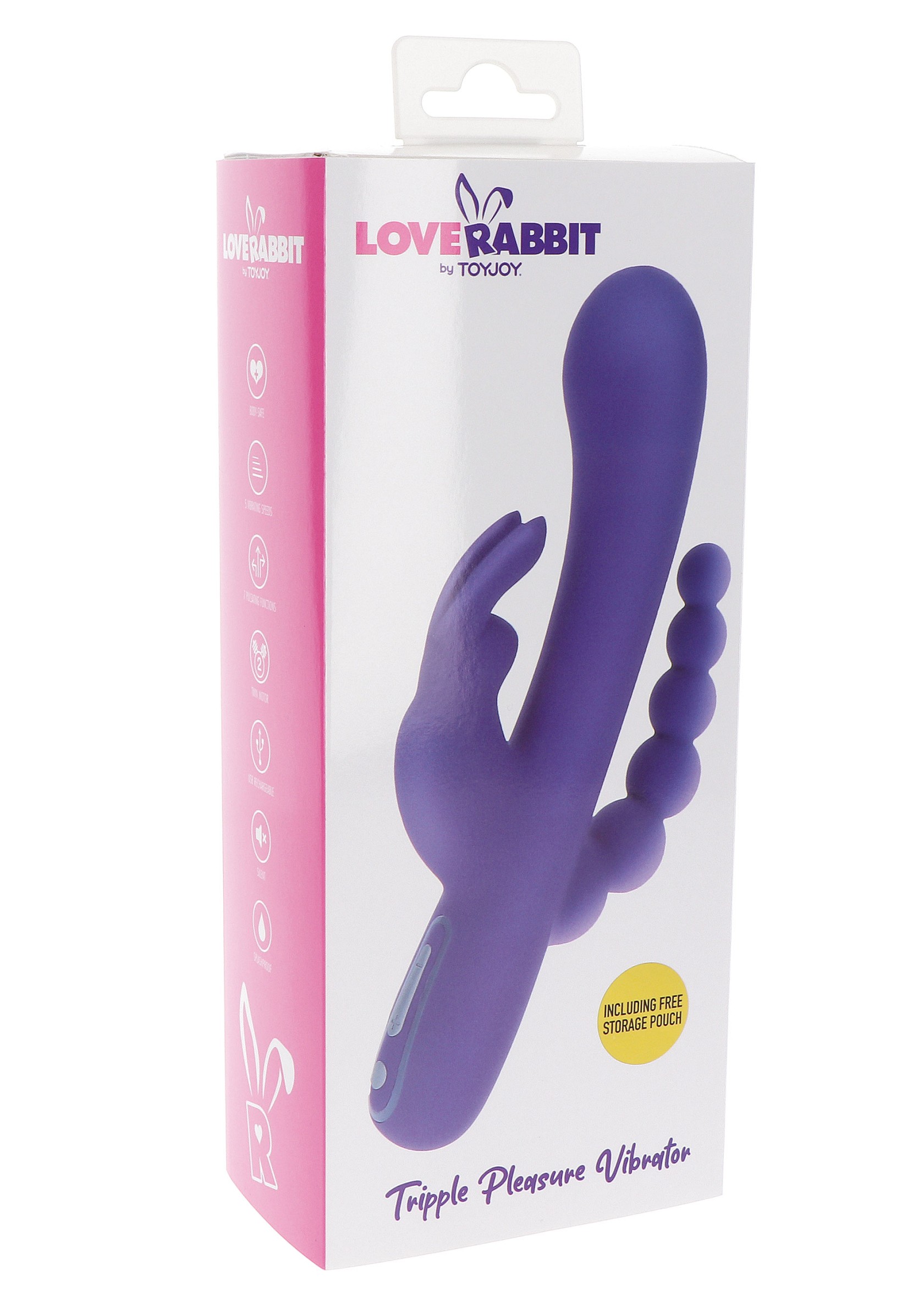Вибратор-кролик с анальной елочкой Toy Joy фиолетовый, 21.5 х 4 см