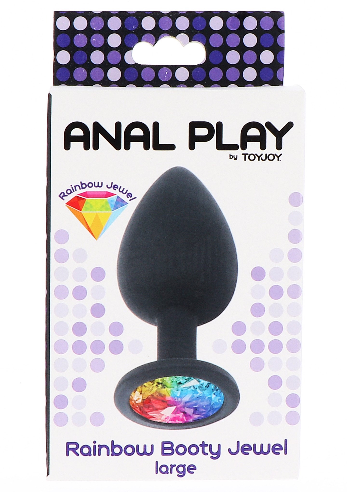 Анальна пробка Toy Joy Rainbow Booty Jewel з райдужним кристалом, чорний, Large
