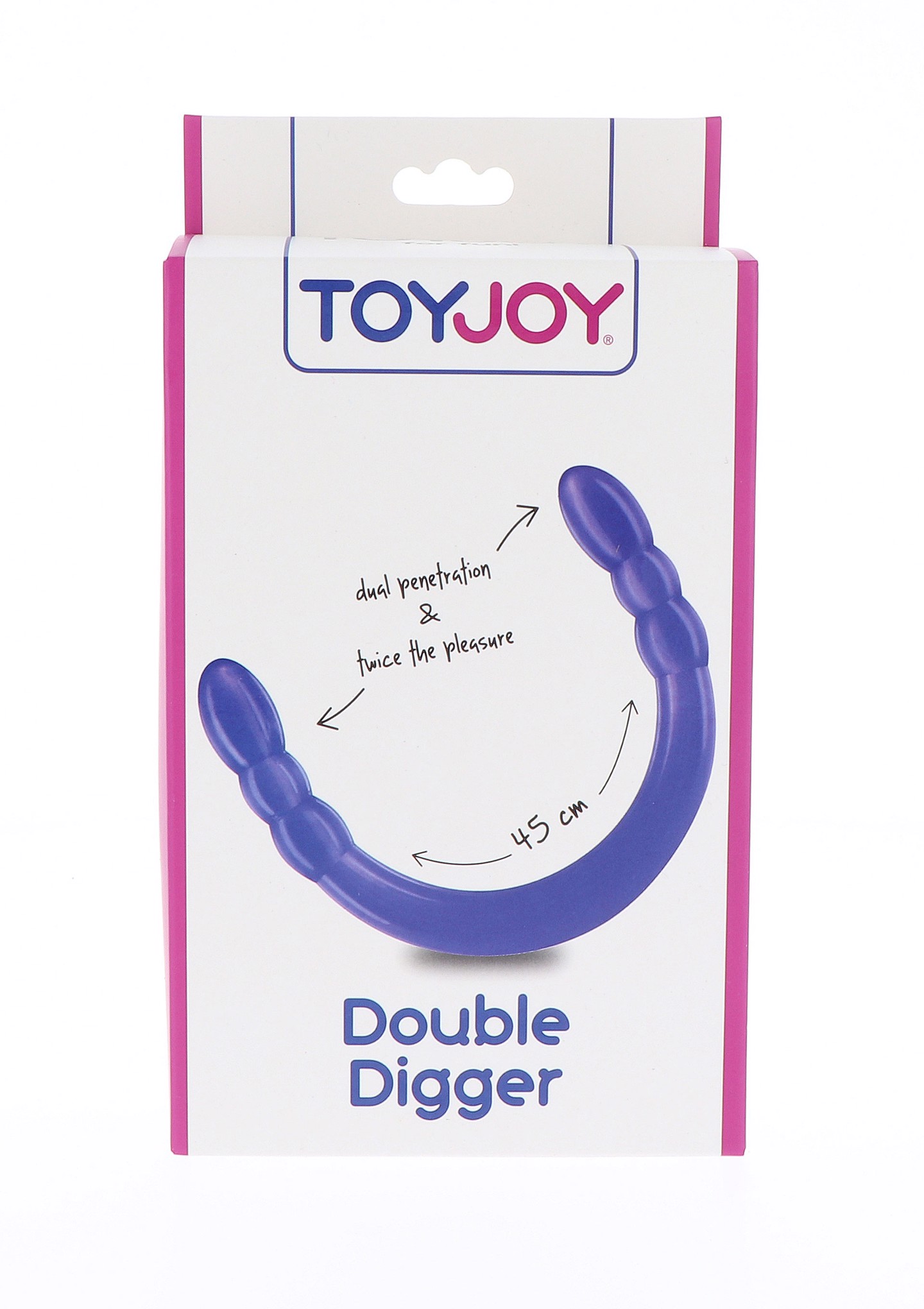 Фаллоимитатор двойной, нереалистичный TOY JOY фиолетовый, 45 х 3 см