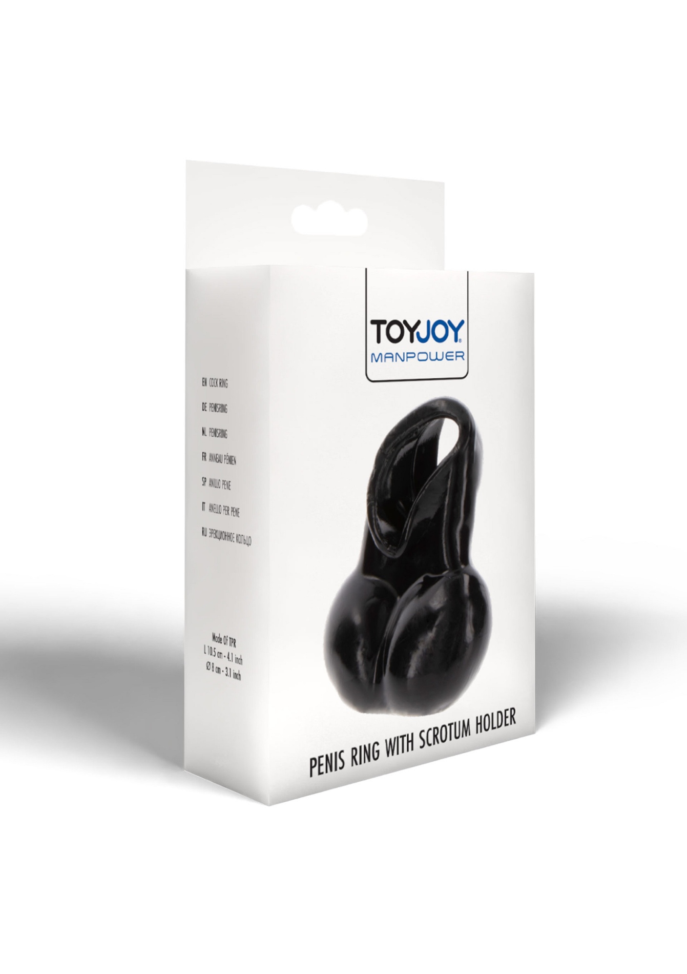 Кільце для пеніса з тримачем для мошонки Toy Joy Manpower чорне