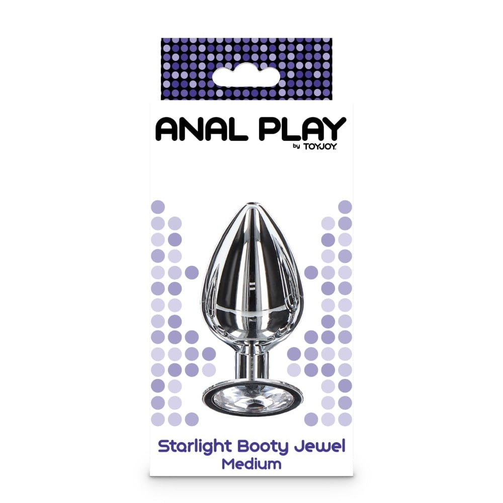Анальна пробка металева Toy Joy Starlight Booty Jewel з білим кристалом, Medium