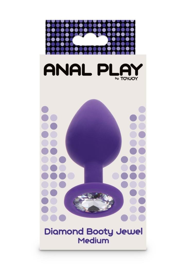 Анальная пробка с прозрачным кристаллом Toy Joy Diamond Booty Jewel фиолетовый, Medium