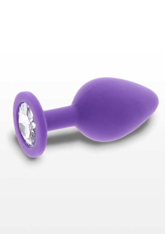 Анальная пробка с прозрачным кристаллом Toy Joy Diamond Booty Jewel фиолетовый, Medium