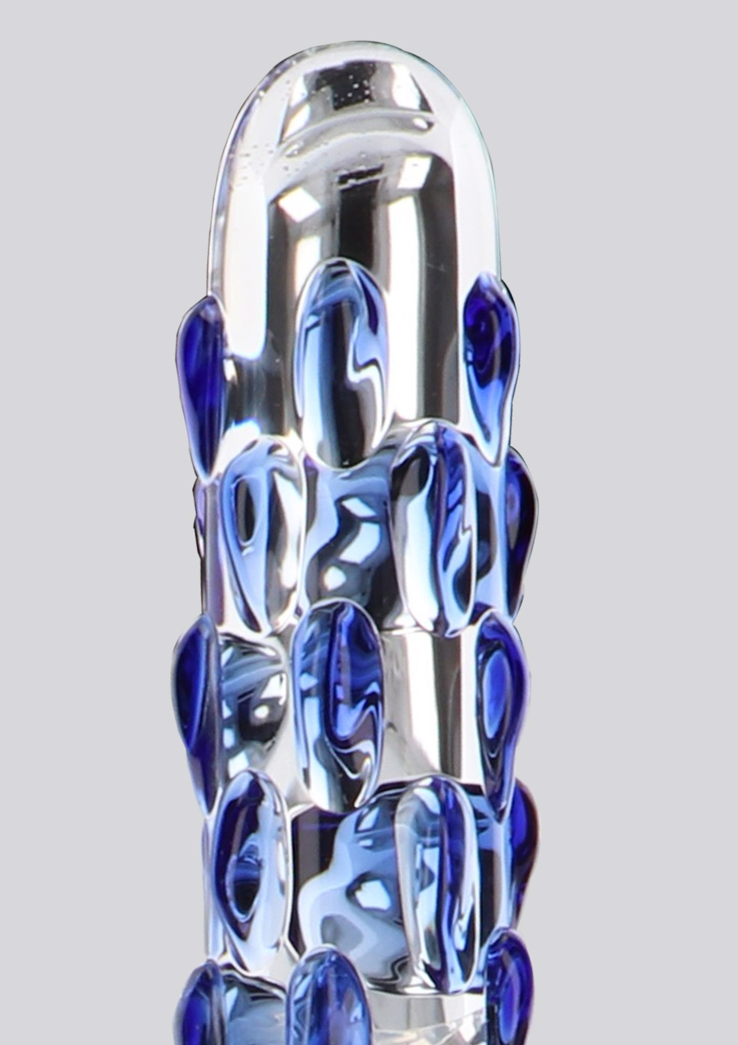 Скляний фалоімітатор з рельєфом Diamond Dazzler прозорий з блакитним, 18 см х 3.5 см